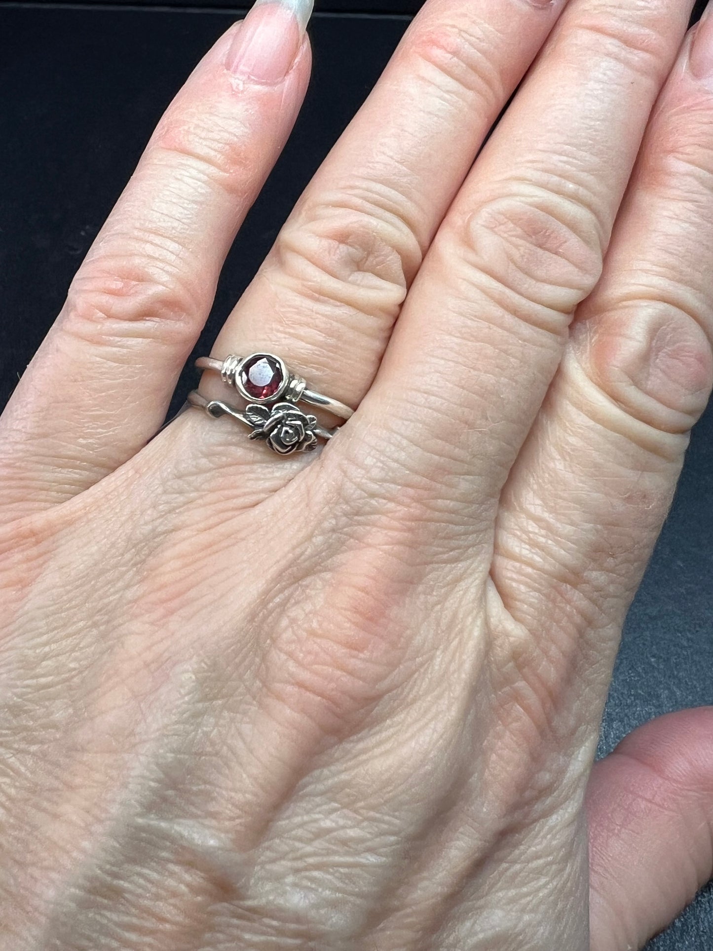 Vintage sterling silver rose ring size 7