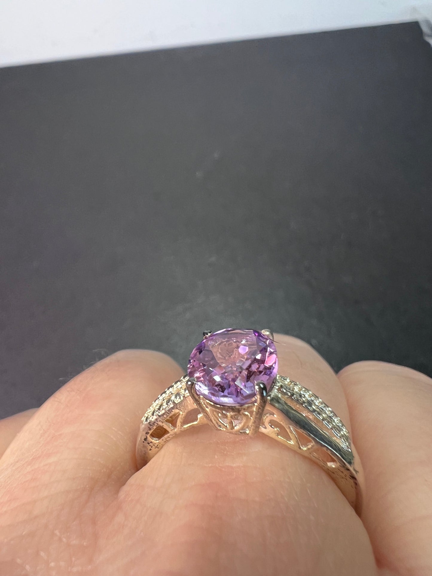 Amethyst sterling silver solitaire ring size 9