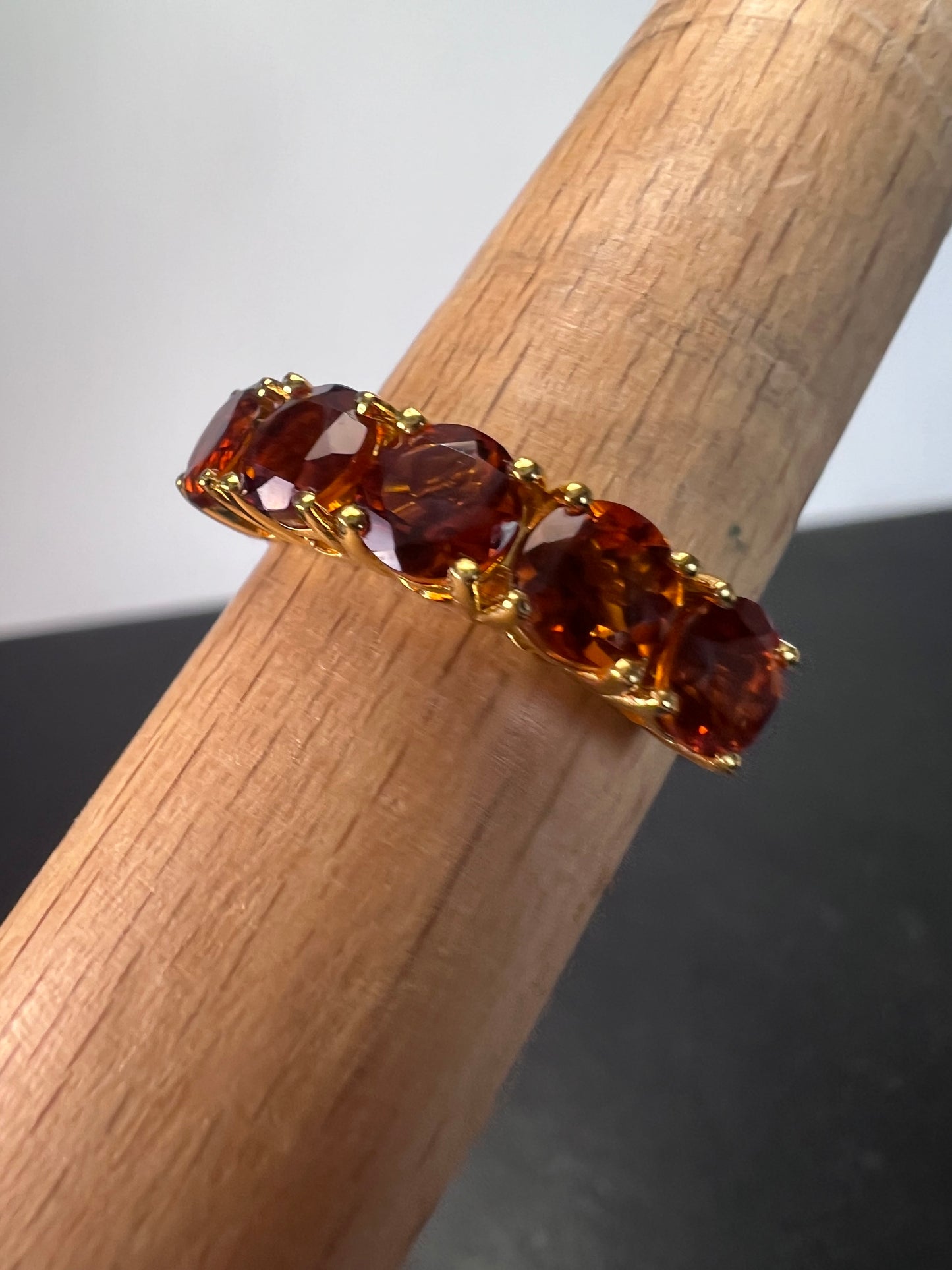 Brazilian Cherry Citrine 5 Stone Ring in Vermeil Yellow Gold Over Sterling Silver 2.25 ctw size 9