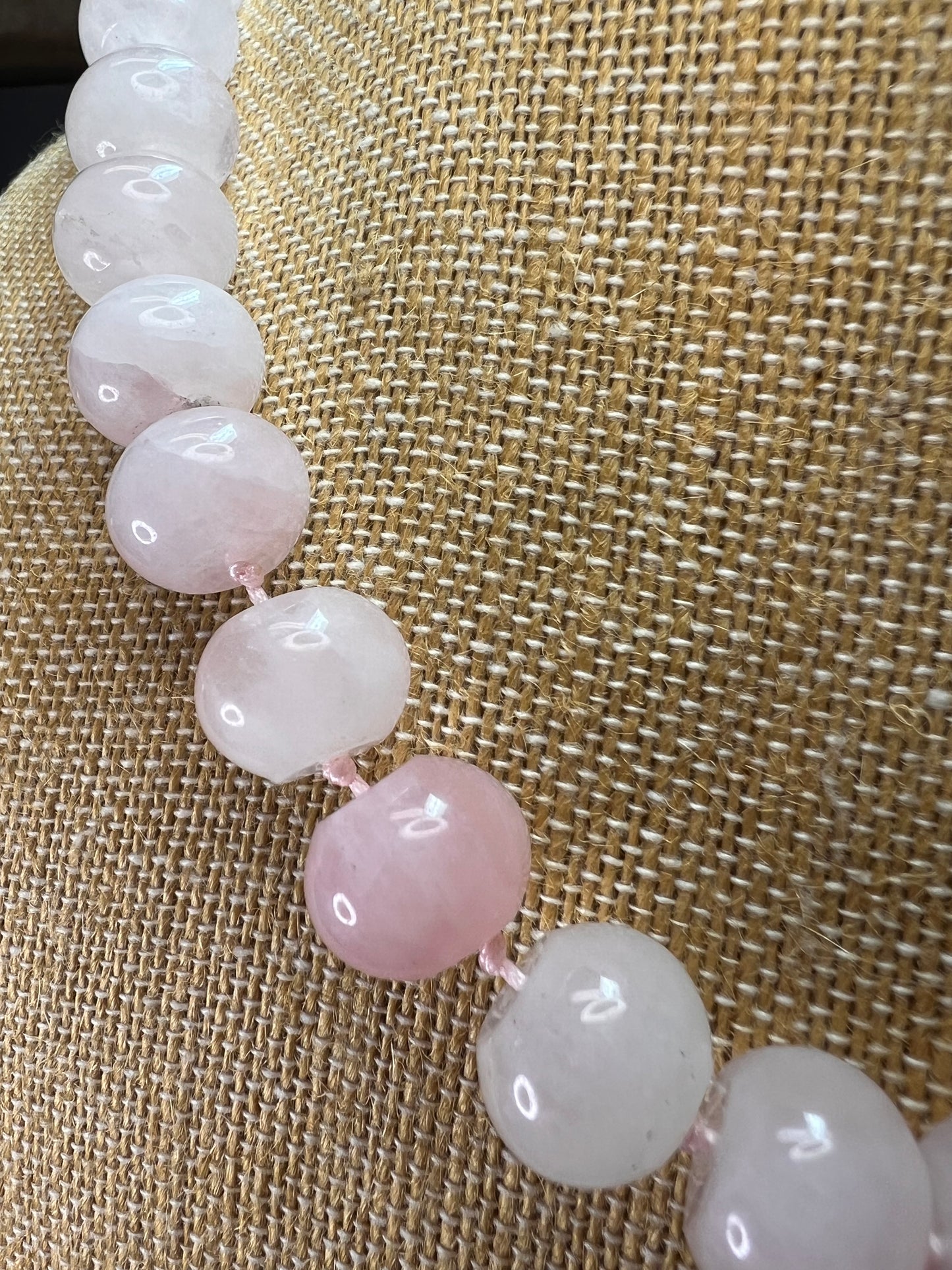 Rose quartz knotted necklace