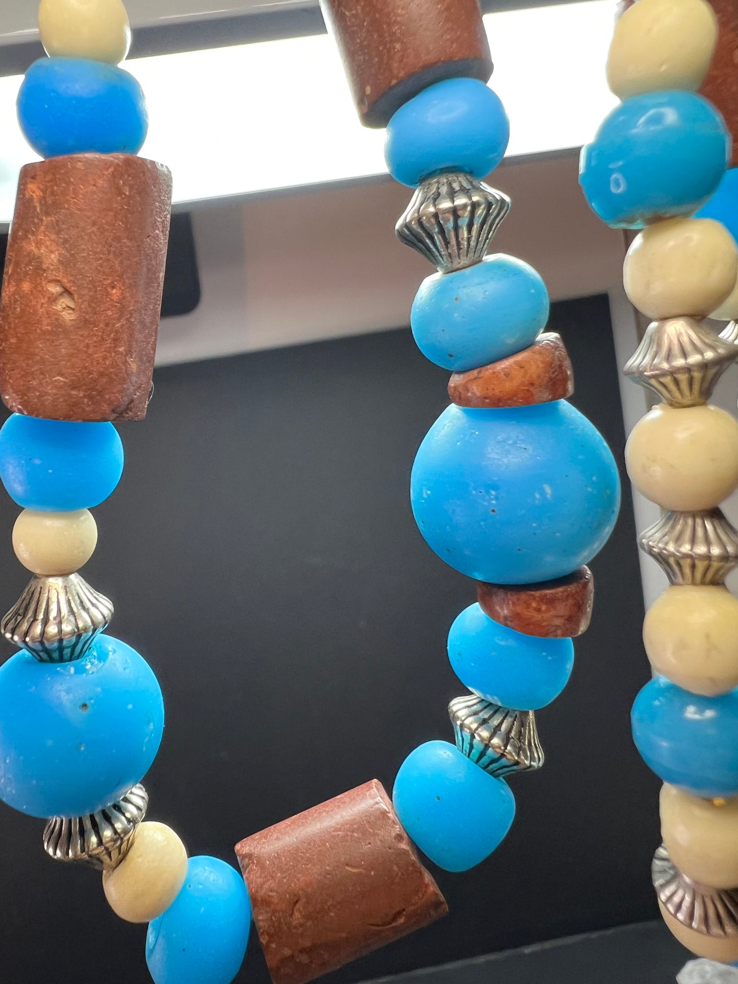 Vintage African Trade Bead Necklace | Large Glass & Ceramic Beads | 24”