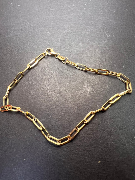 10K Yellow Gold Paper Clip Bracelet (7.50 In) 1.61 Grams