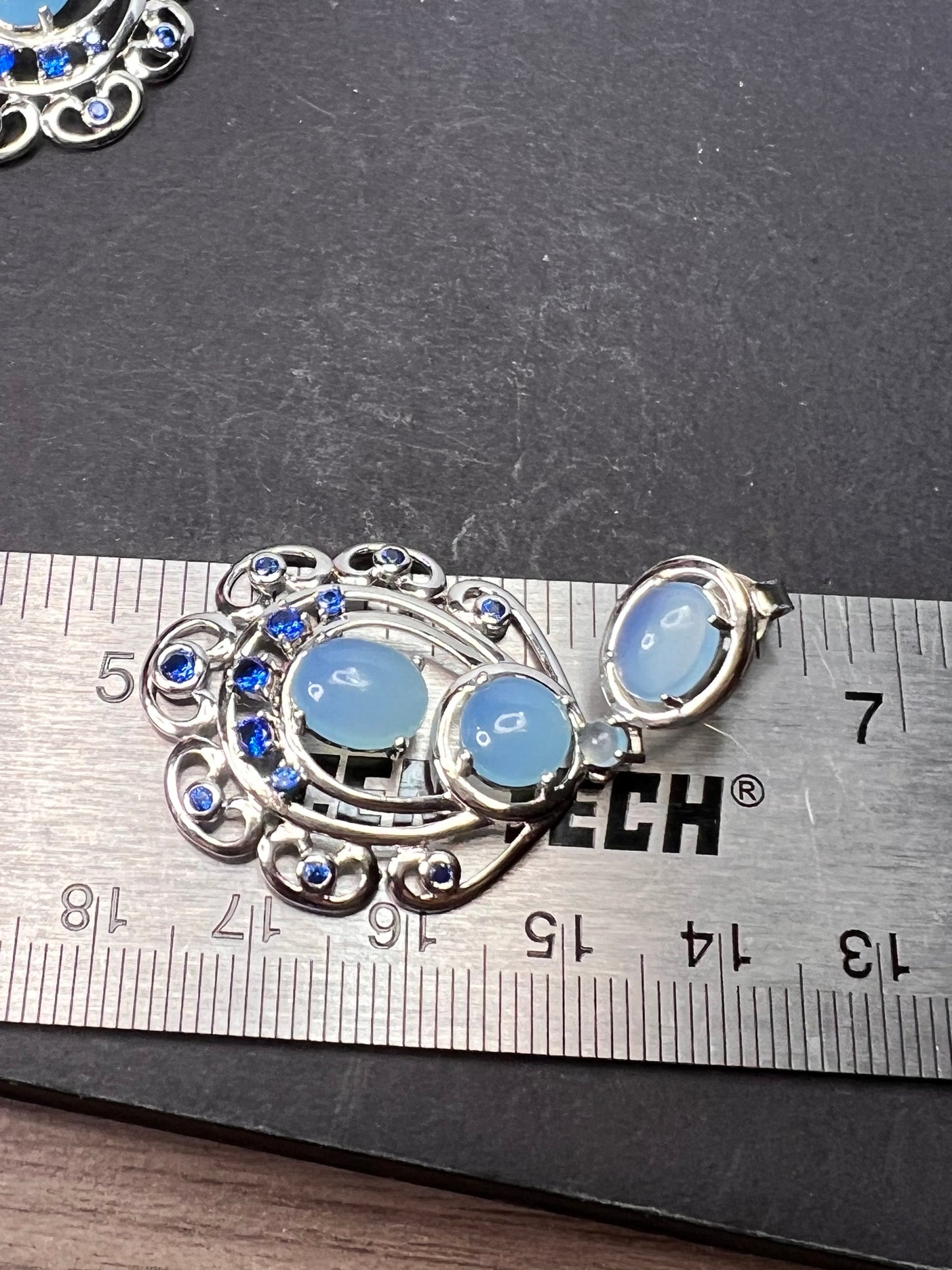 1.12CTW LAB CREATED BLUE SPINEL AND BLUE CHALCEDONY RHODIUM OVER SILVER EARRINGS