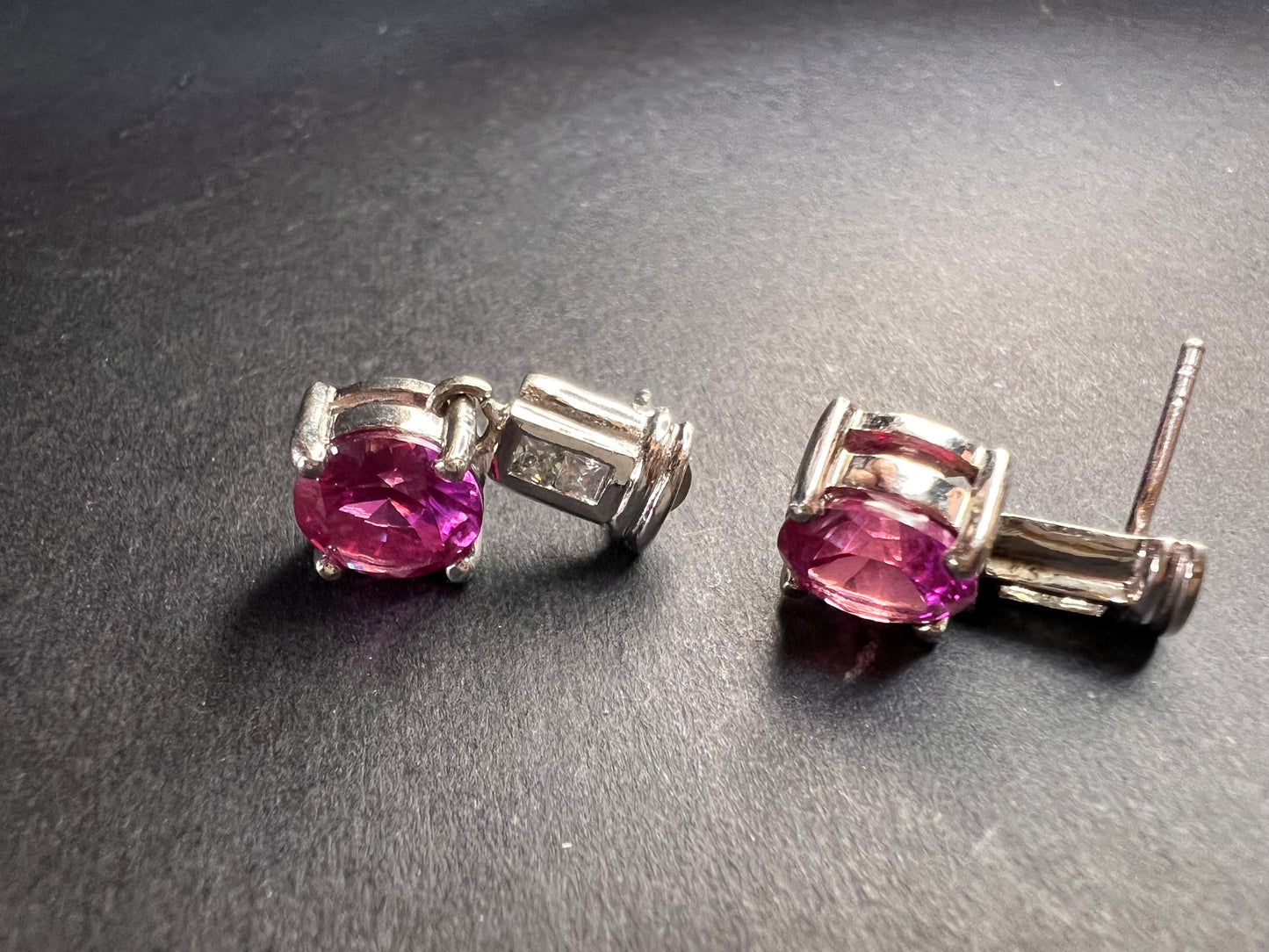 Lab purple sapphire and topaz sterling silver earrings
