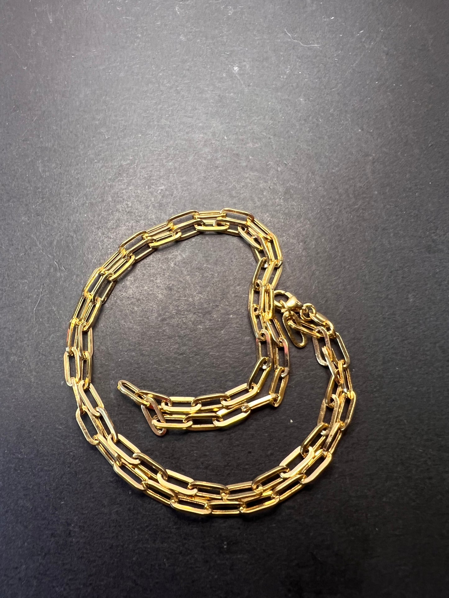 10K Yellow Gold Paper Clip Necklace 18 inches 3.63 Grams