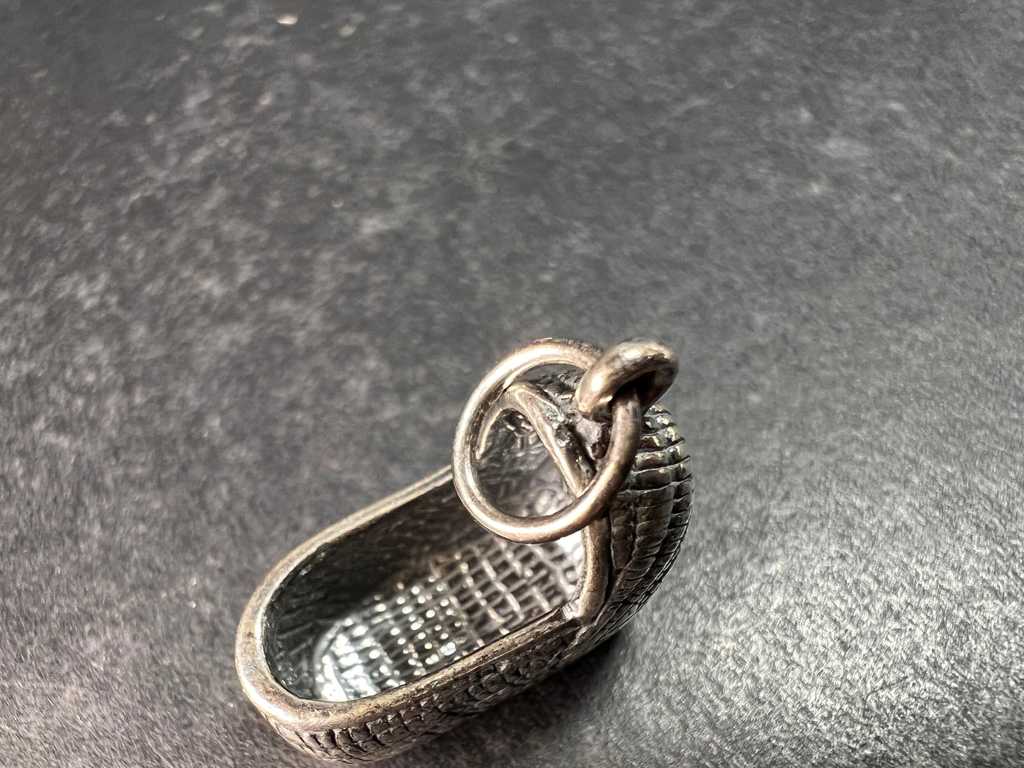 MCM Vintage Sterling Silver Baby Moses Basket Cradle Charm Pendant