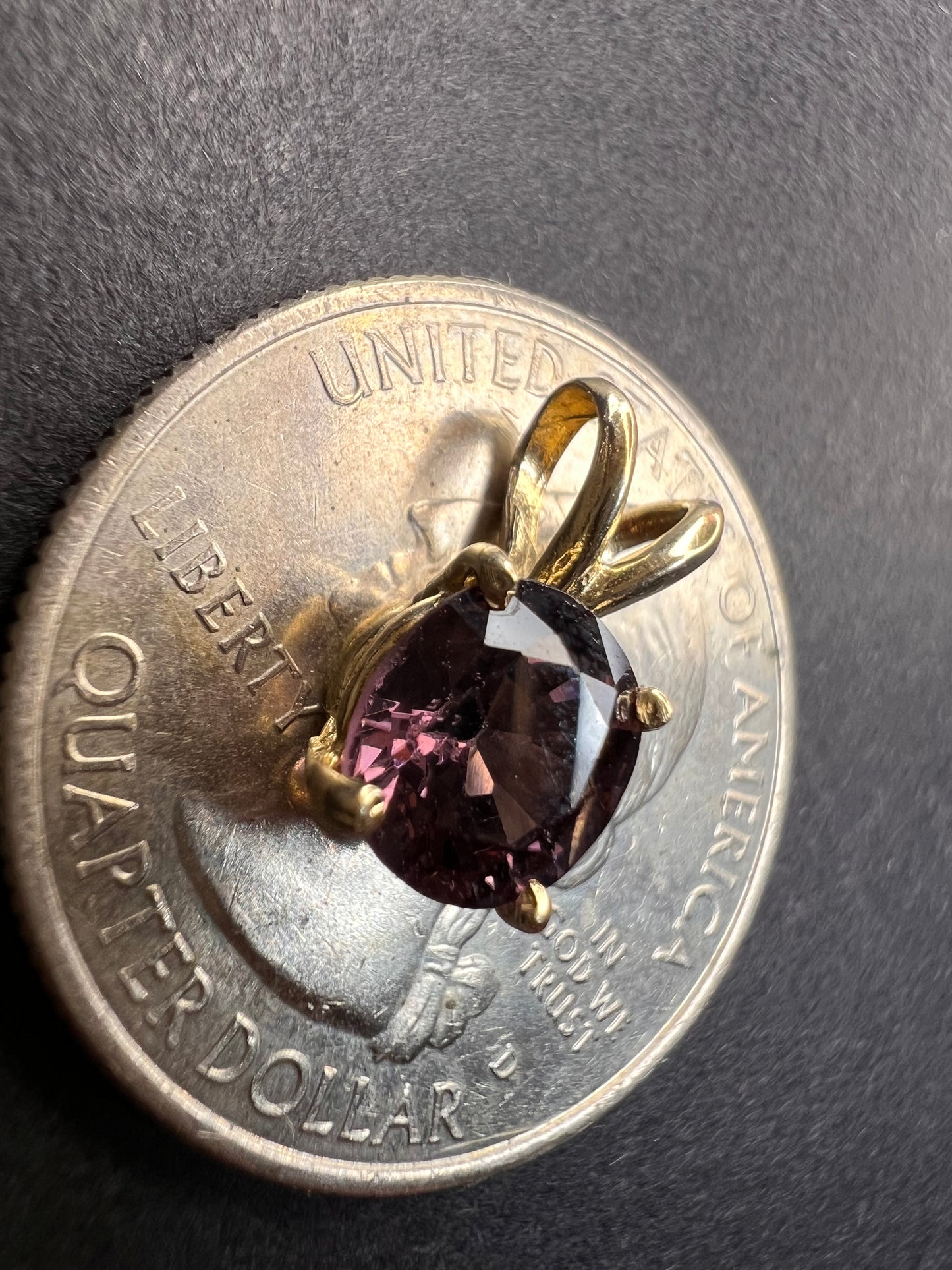 14k gold Violet purple spinel pendant