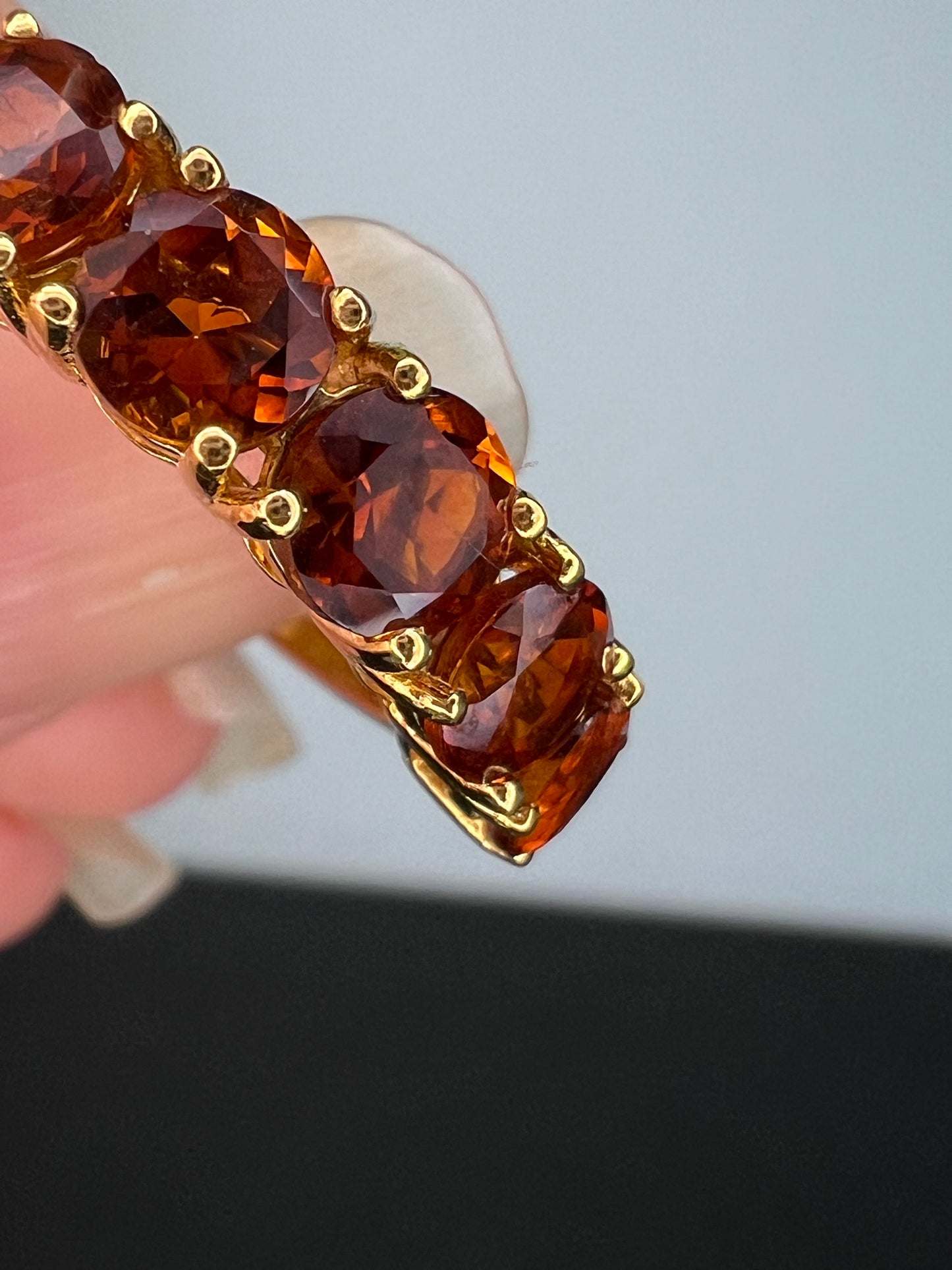 Brazilian Cherry Citrine 5 Stone Ring in Vermeil Yellow Gold Over Sterling Silver 2.25 ctw size 9