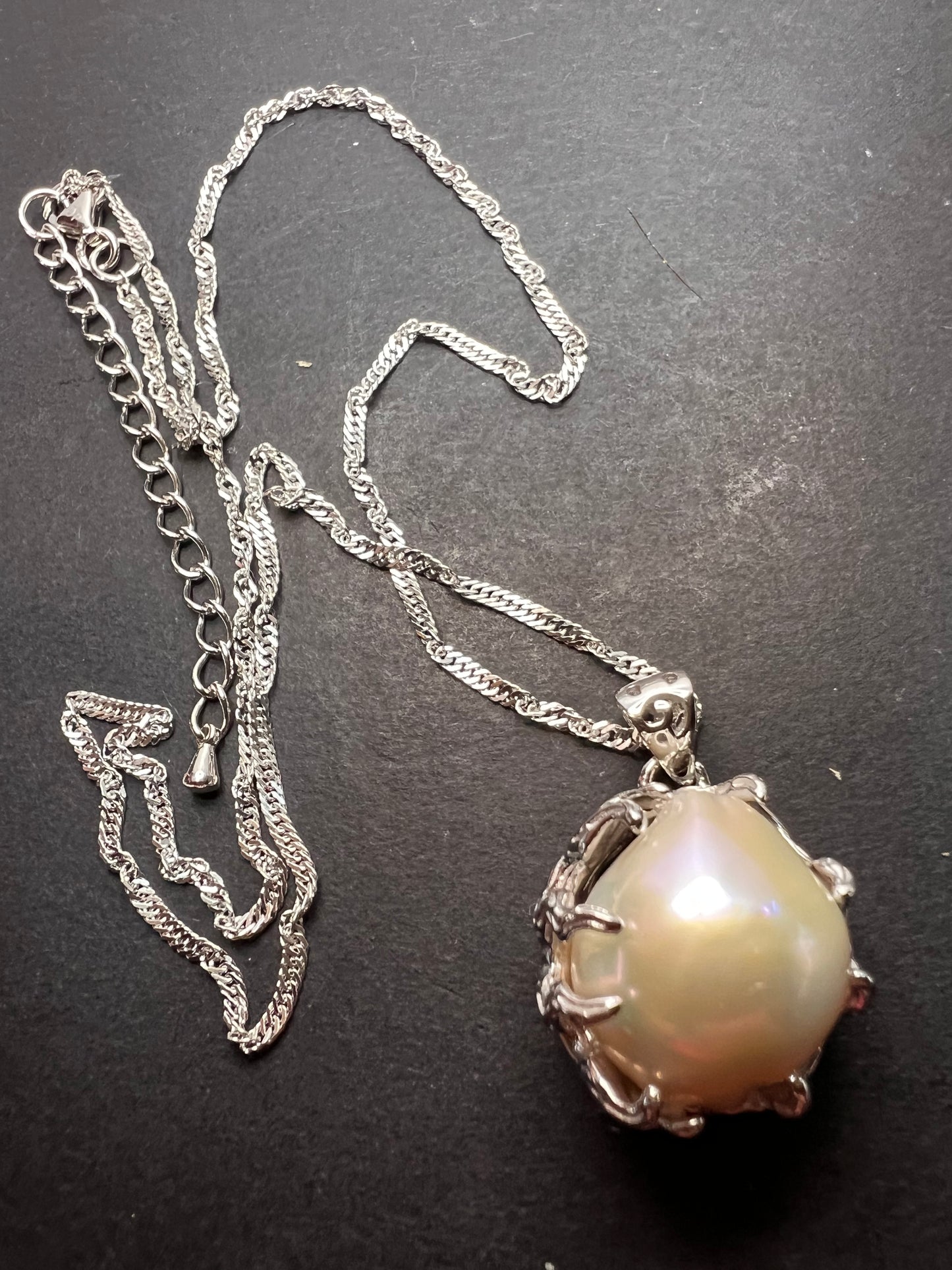 White Cultured Freshwater Pearl Rhodium Over Sterling Silver Pendant