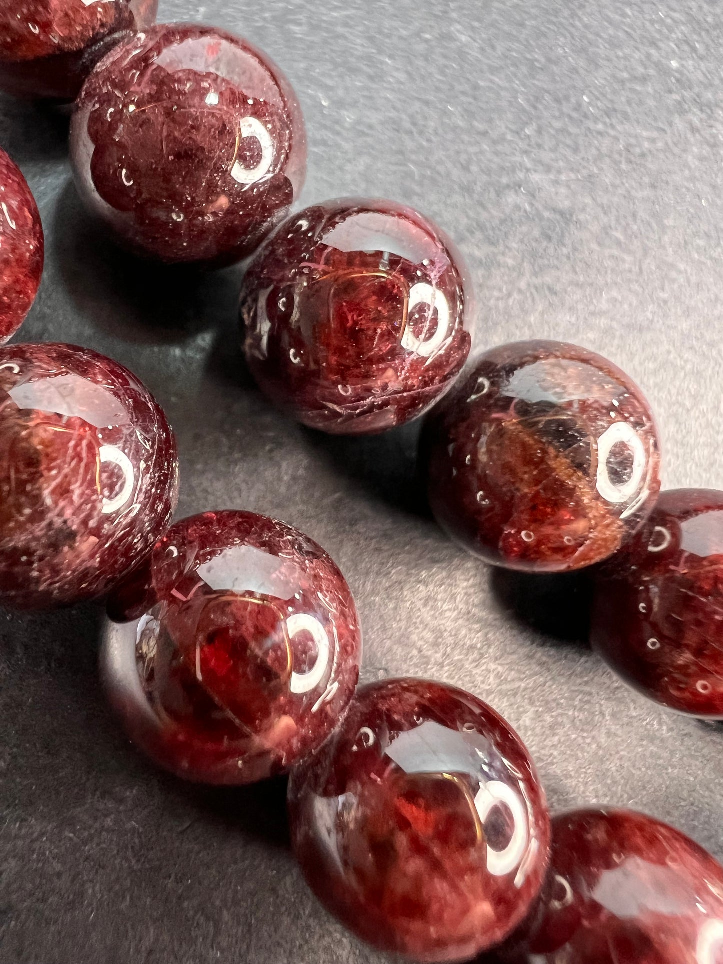 Garnet beaded necklace with sterling silver clasp