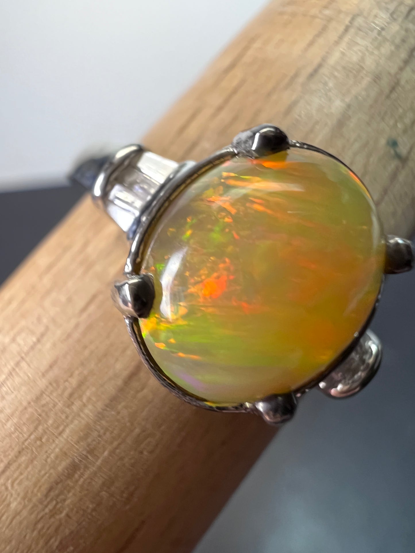 Ethiopian welo opal and diamond ring size 9