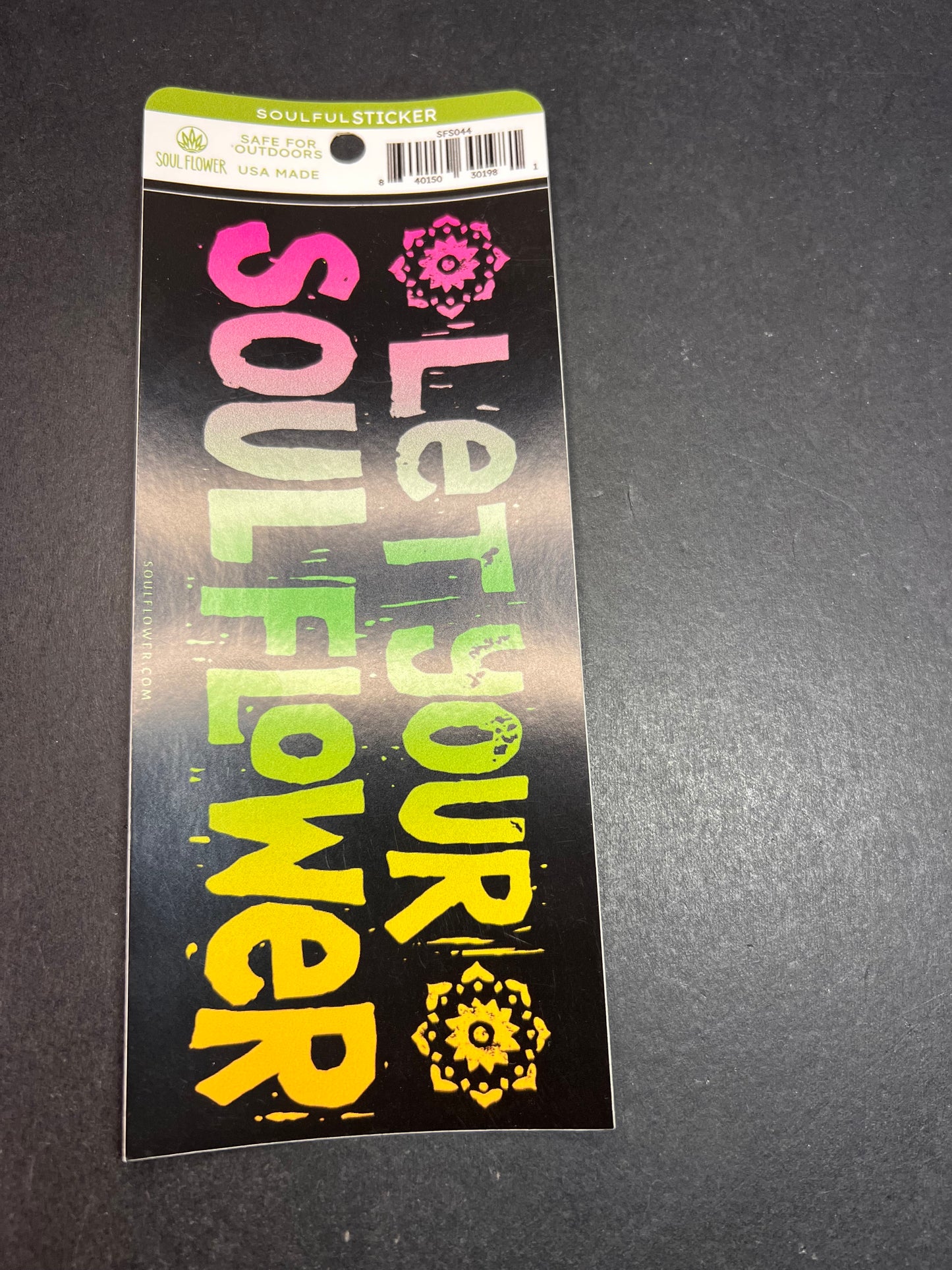 Let Your Soulflower Retro Rainbow Soul Flower Sticker – Outdoor Safe