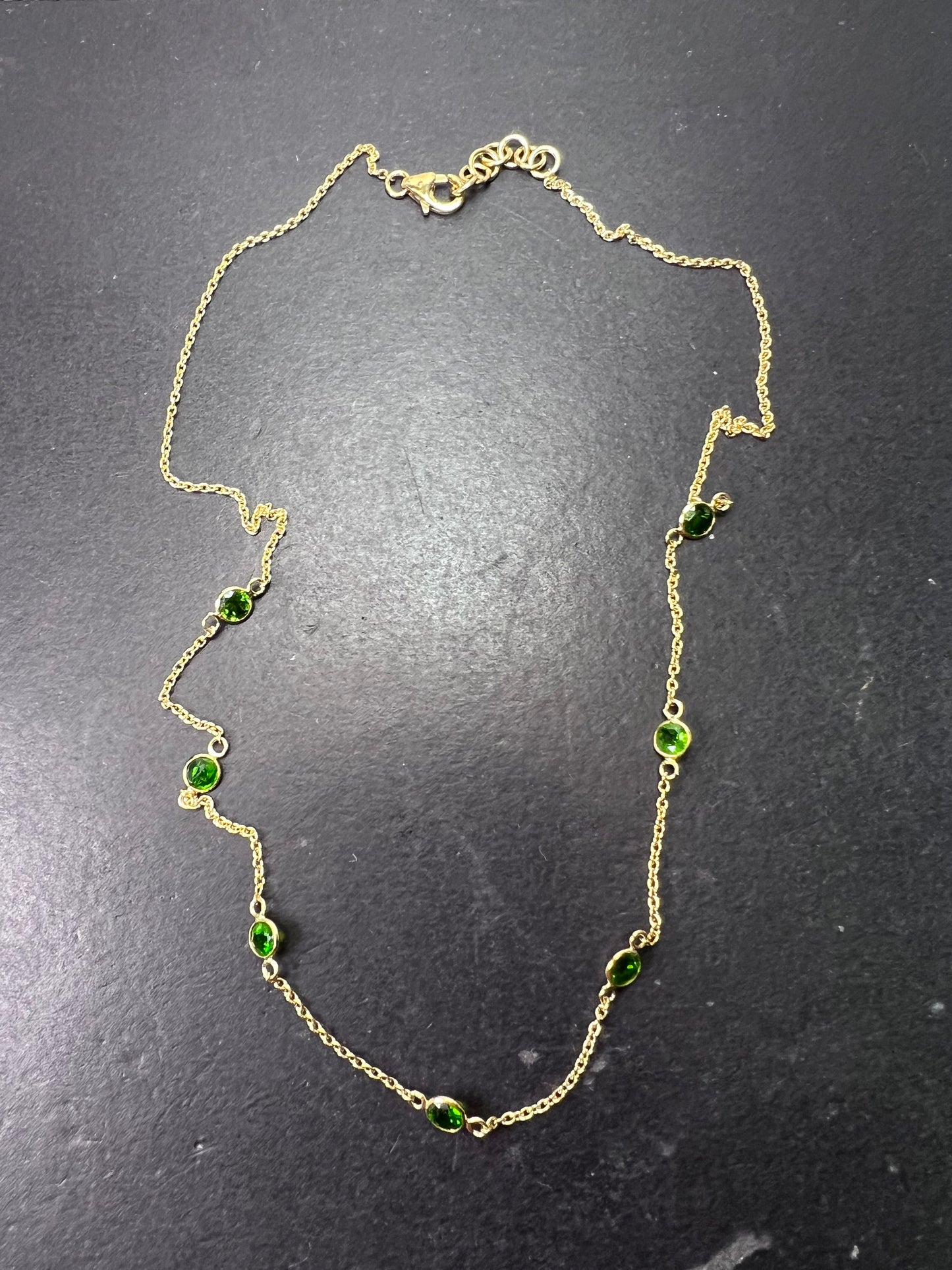 Chrome diopside gold over sterling silver 18 inch necklace