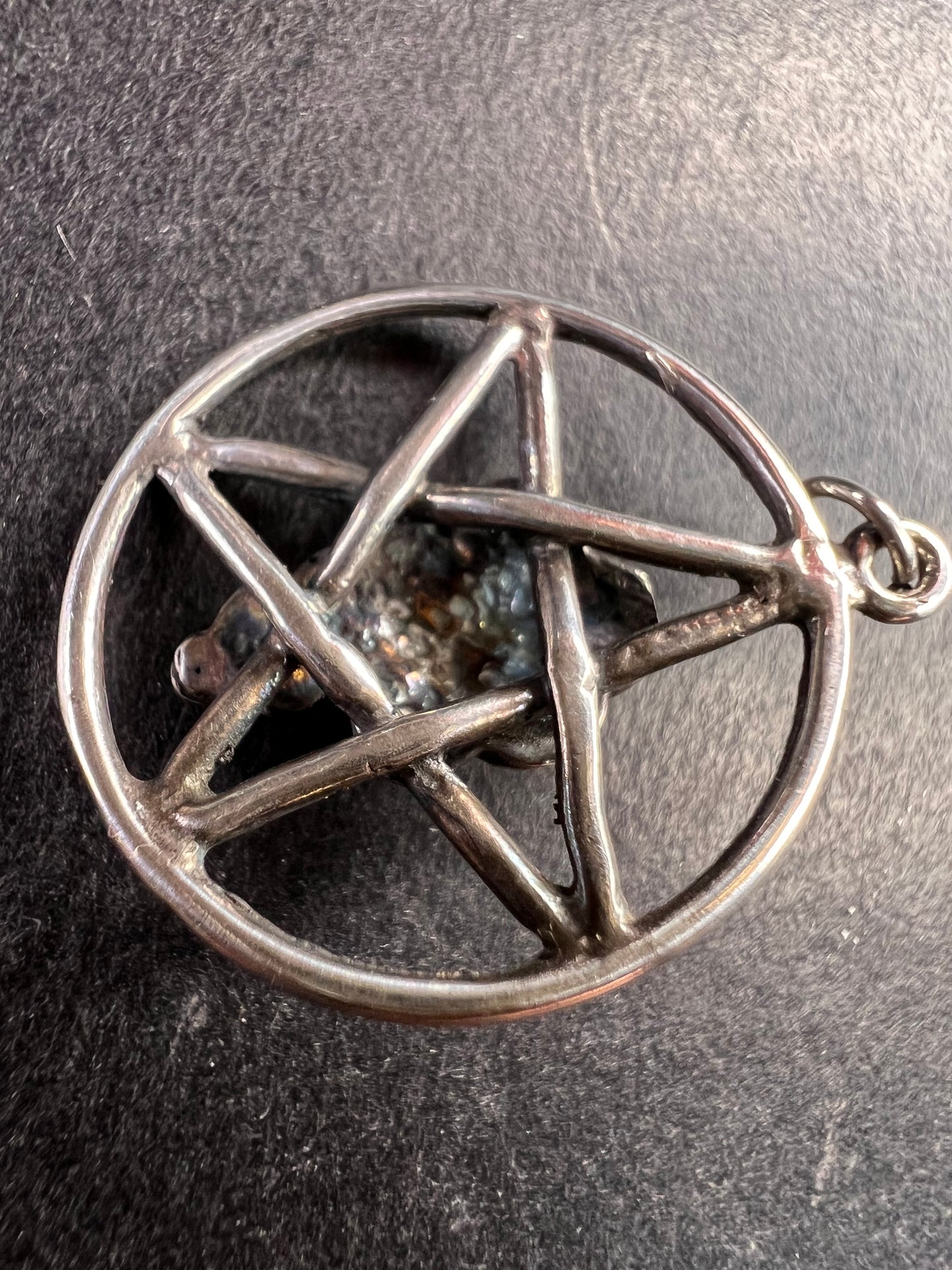 Vintage Sterling Silver Pentacle Goddess Face Charm Pendant