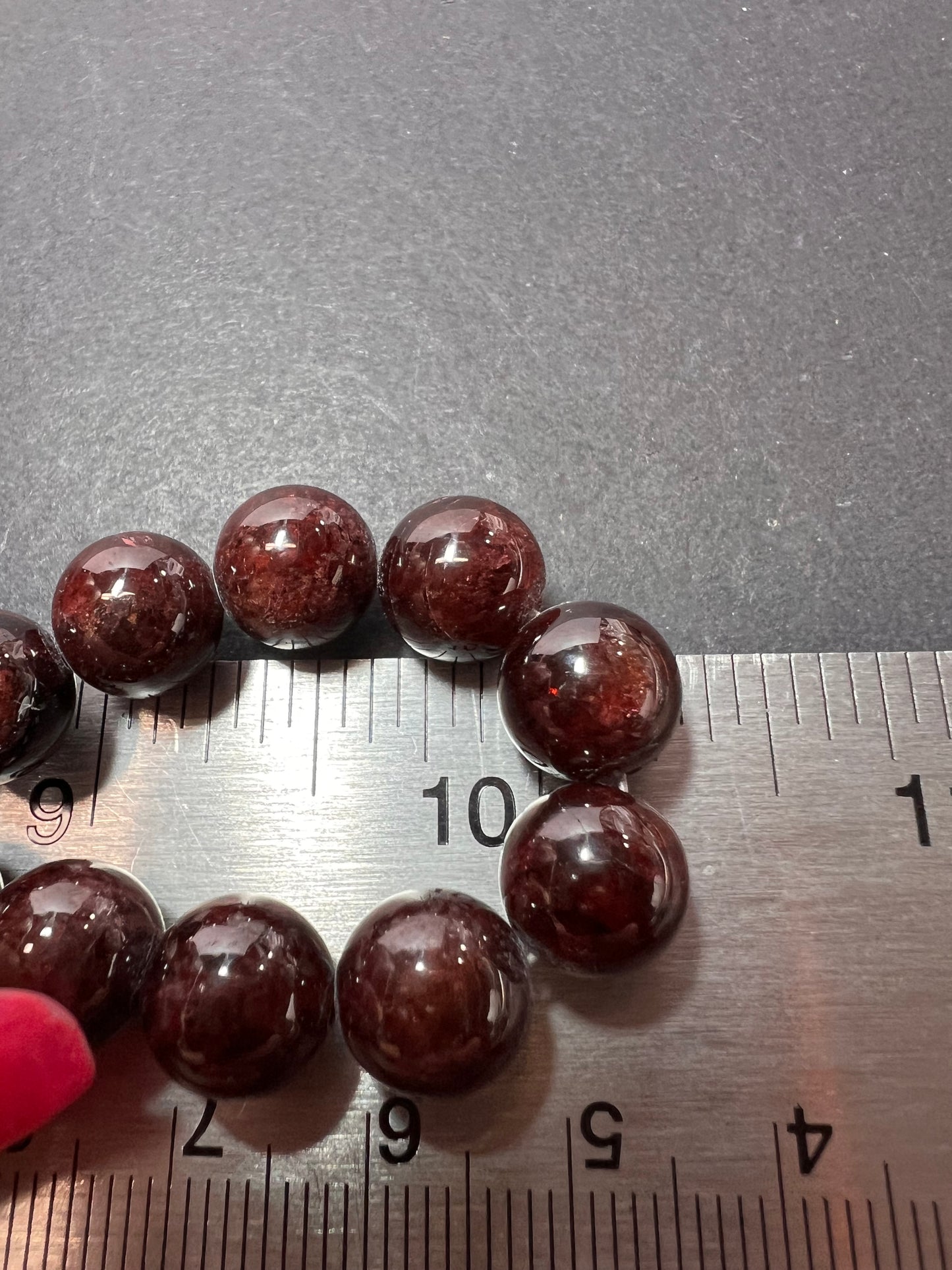 Garnet beaded necklace with sterling silver clasp