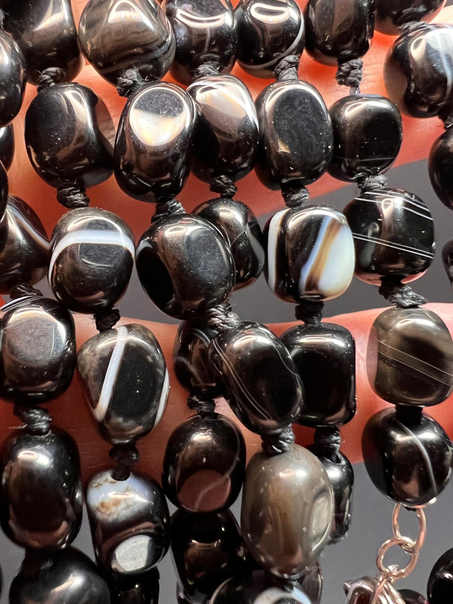 NEW Botswana agate 44 inch necklace with sterling silver clasp