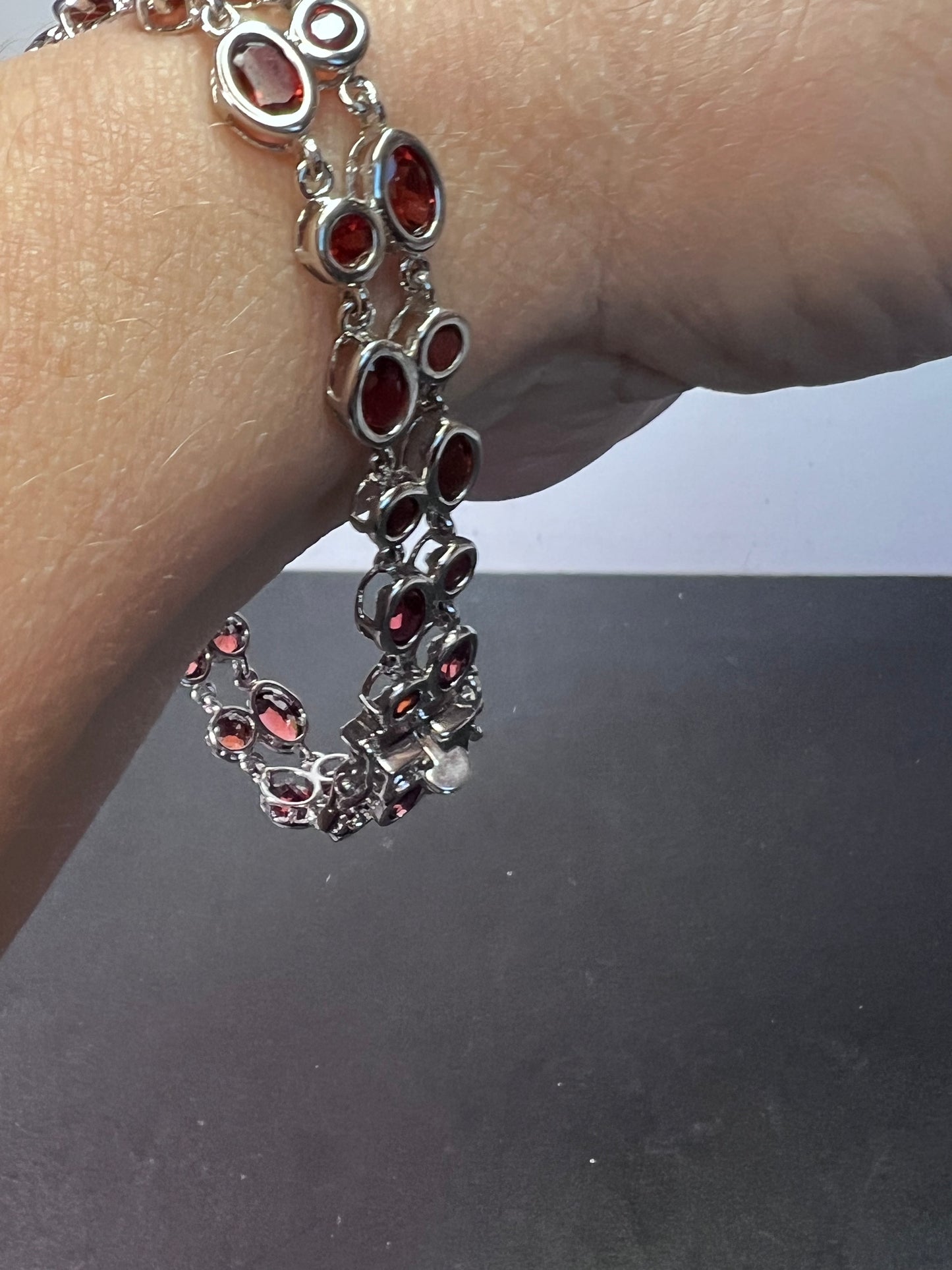 Garnet and Sterling silver bubble bracelet