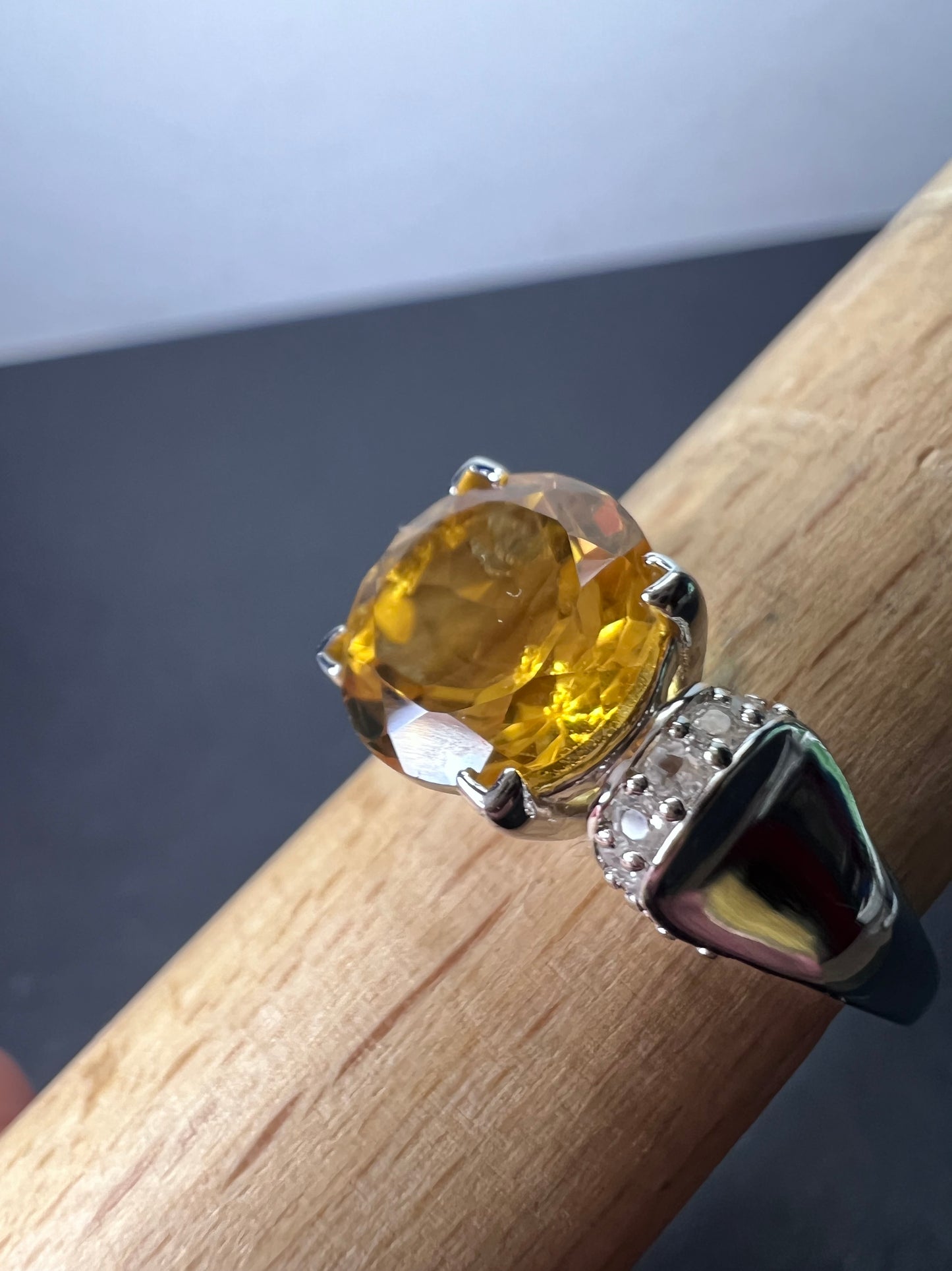 Yellow Citrine Sterling Silver Ring 3.08ctw size 9