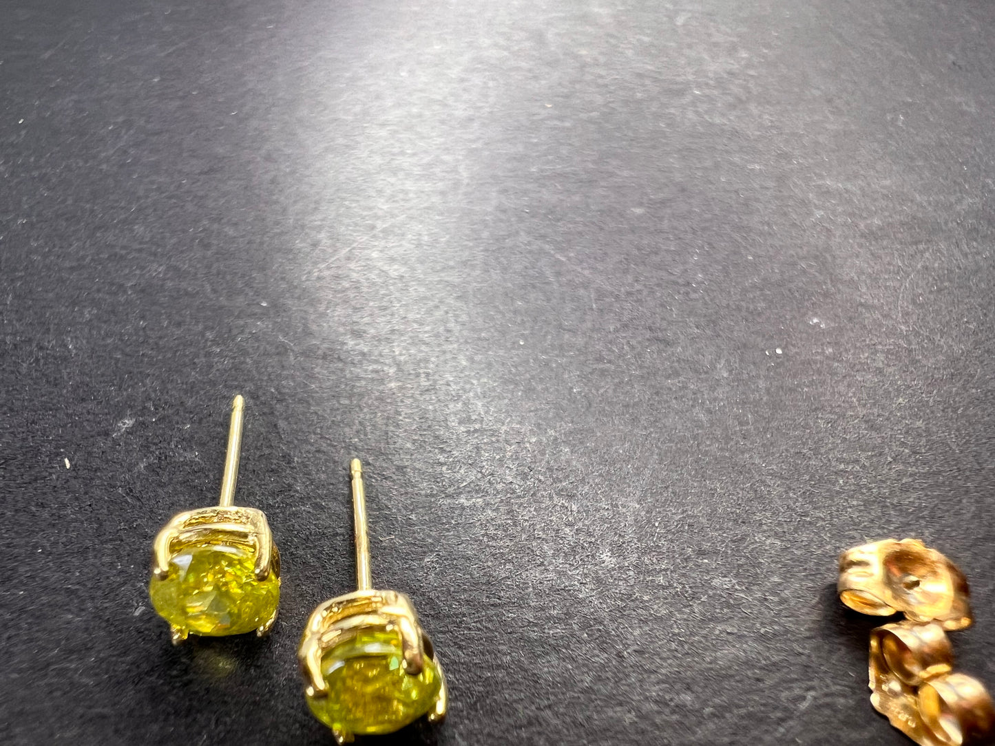 14k yellow gold AAA sava sphene stud earrings