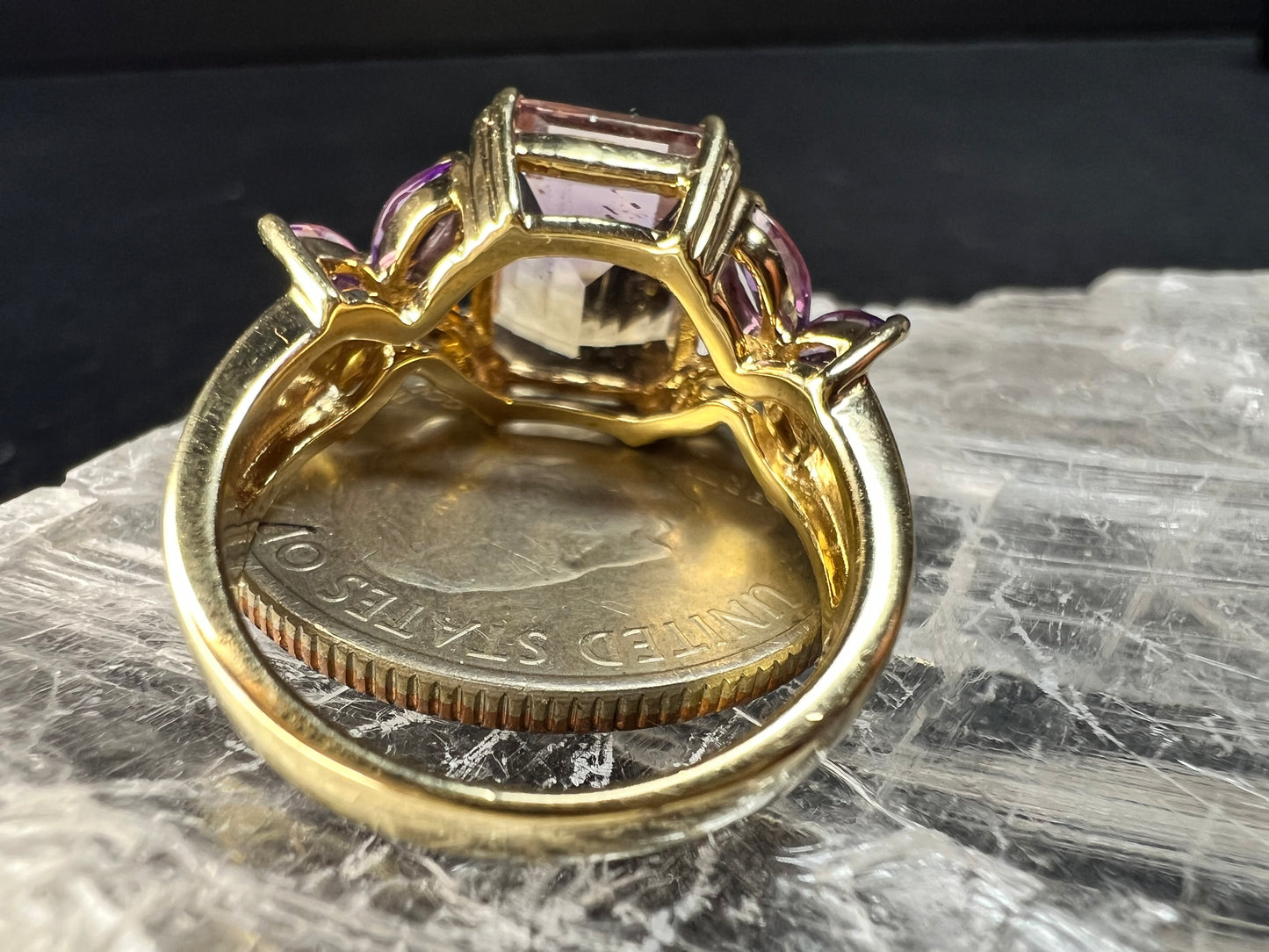 Ametrine Citrine Amethyst Ring Gold Plated 925 Size 7