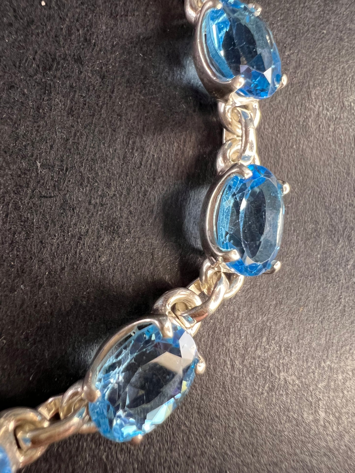 Vintage dead stock Swiss blue topaz sterling silver 8 inch bracelet