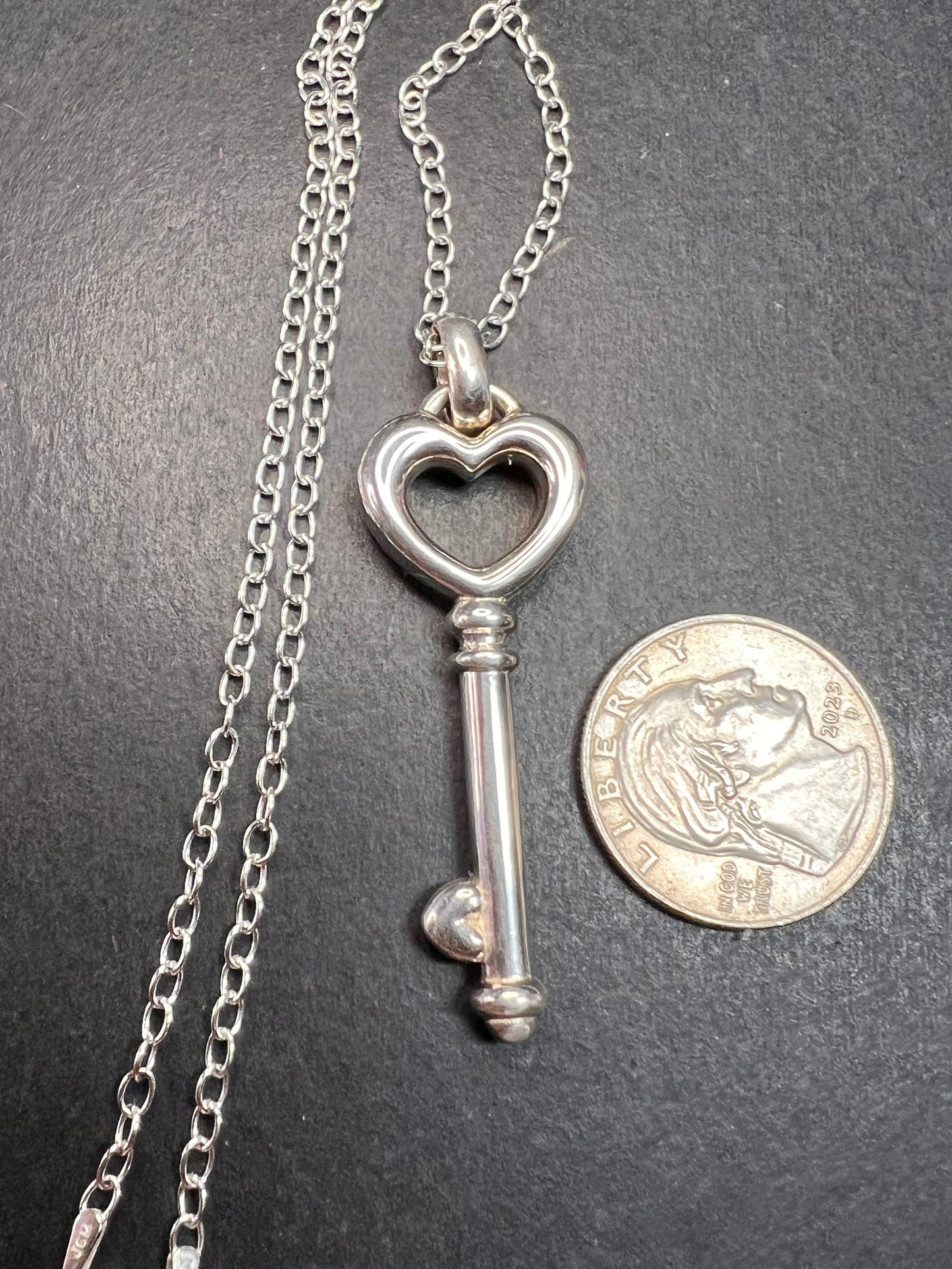 JCM Jacmel Mauritius Sterling Silver Key Pendant 24" Chain Necklace