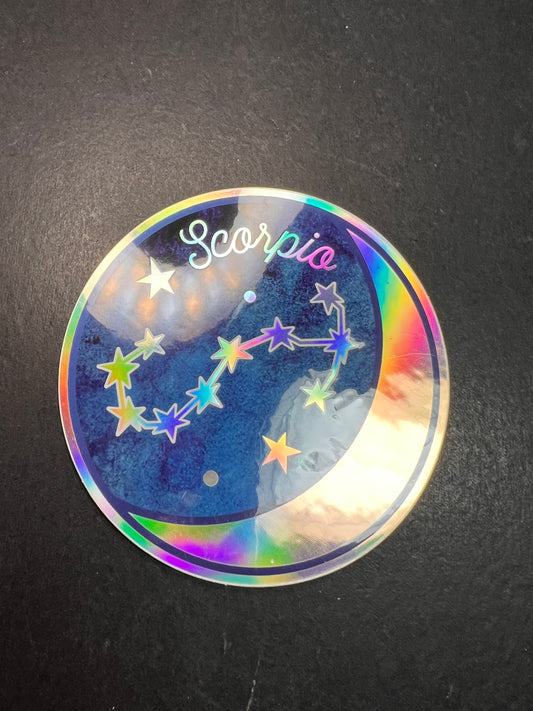 🌌 Scorpio Constellation Holographic Wildflower Sticker