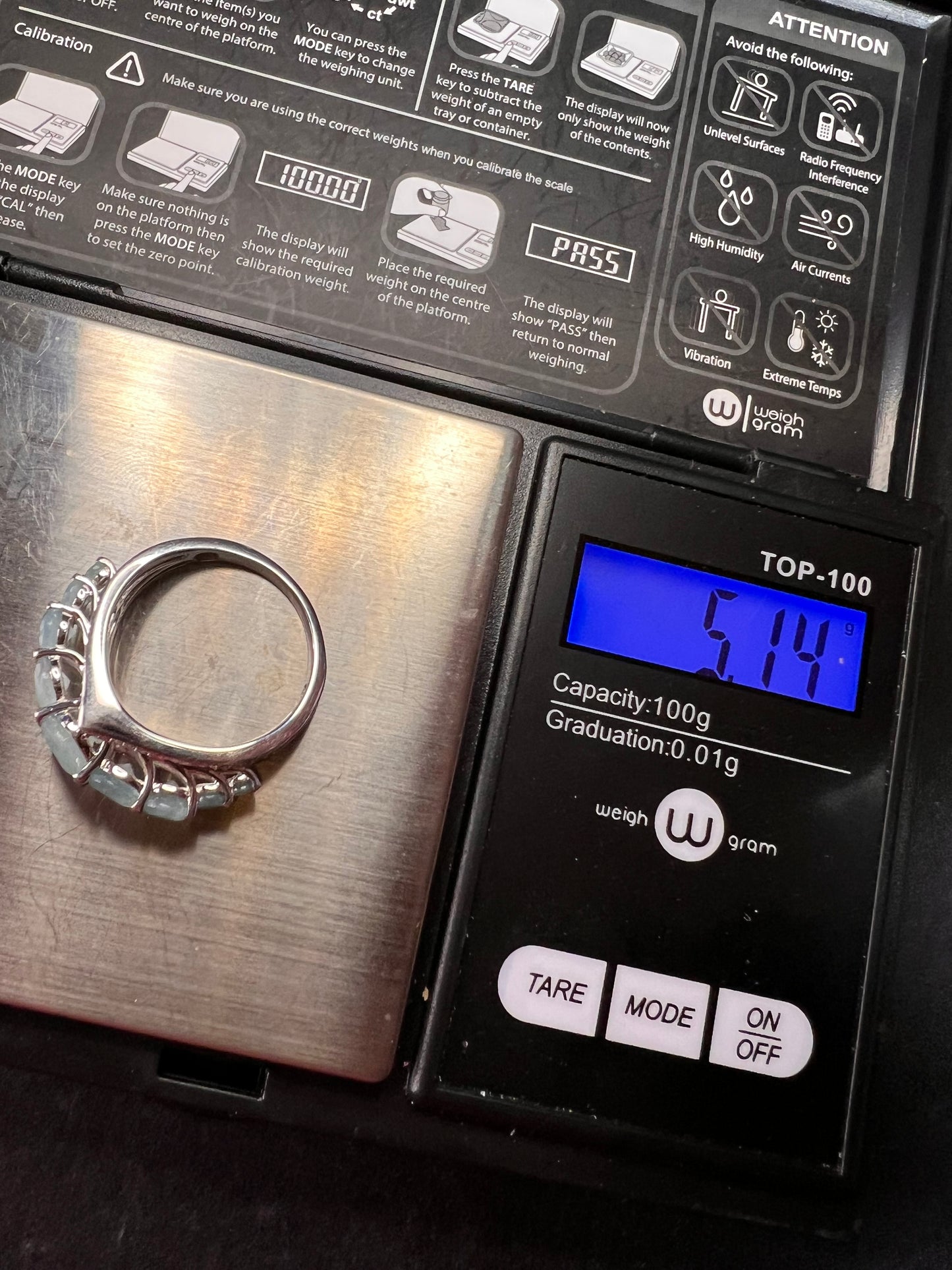 NEW Grandidierite and zircon sterling silver ring size 8