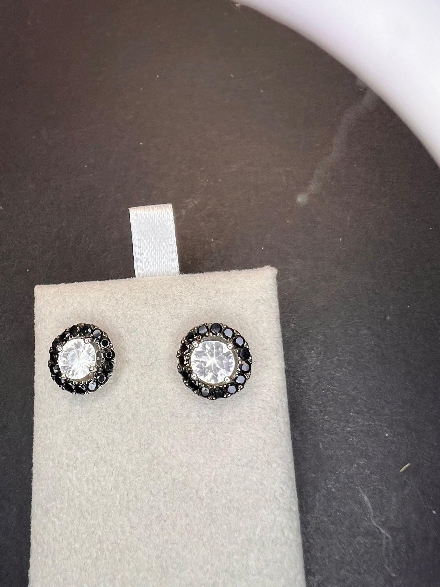 White Zircon Rhodium Over Sterling Silver Stud Earrings 4.13ctw