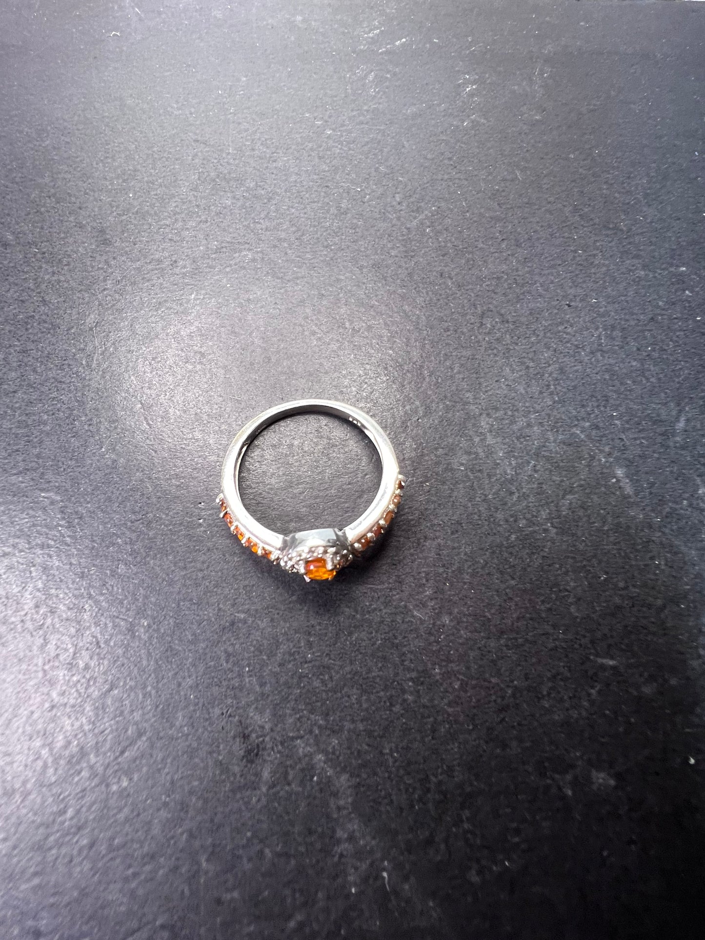 Mexican fire opal halo ring in sterling silver size 9