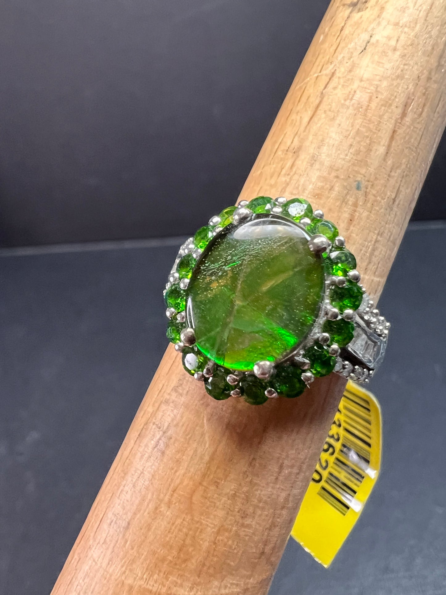 NEW with tag ammolite and diamond sterling silver ring size 7