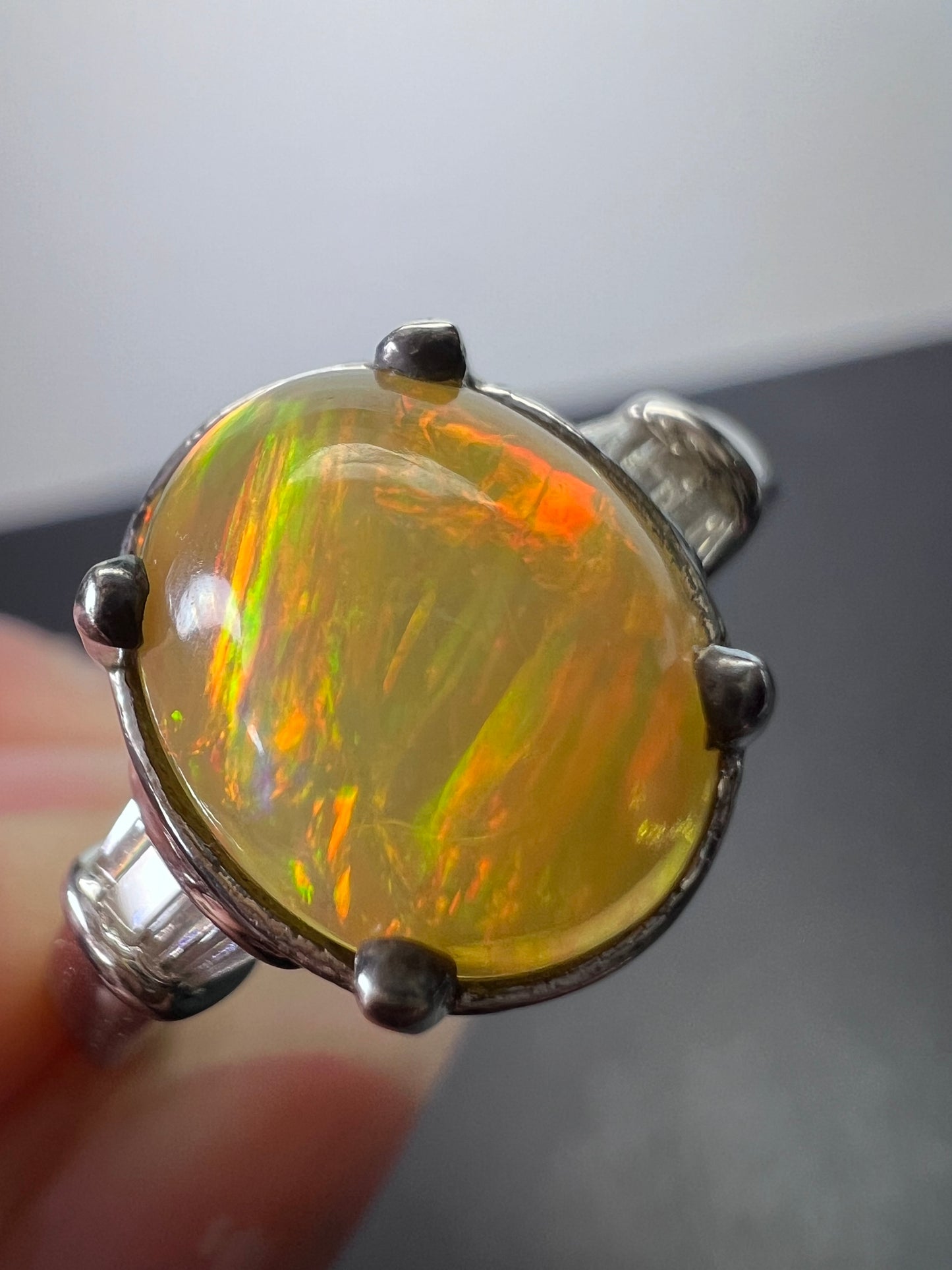 Ethiopian welo opal and diamond ring size 9