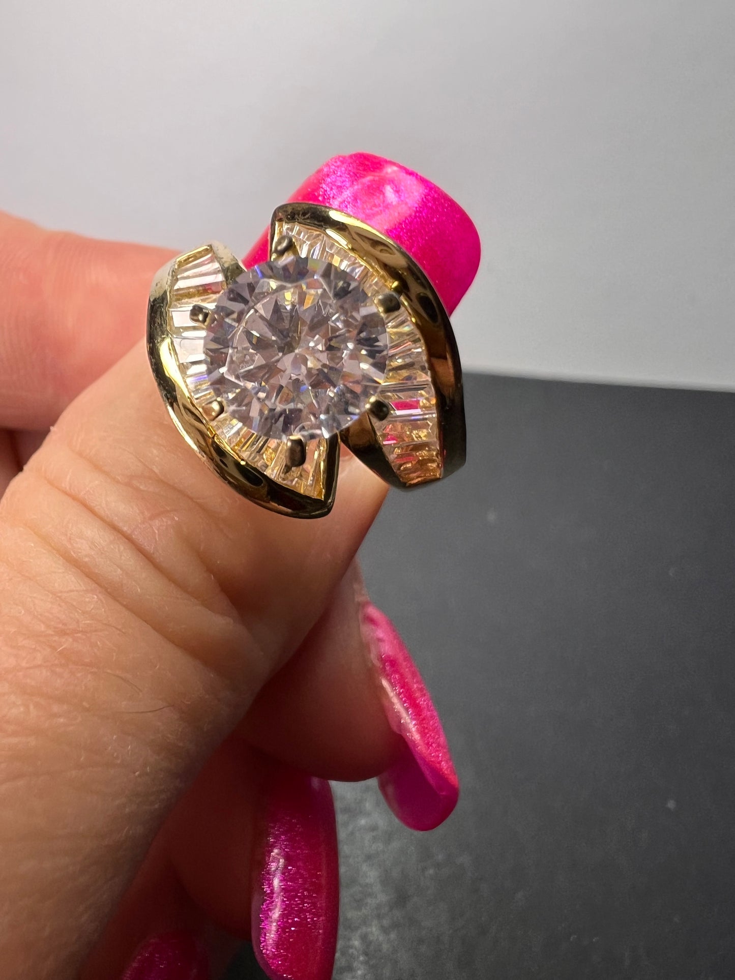 Gold vermeil over Sterling silver 925 CZ ring size 8