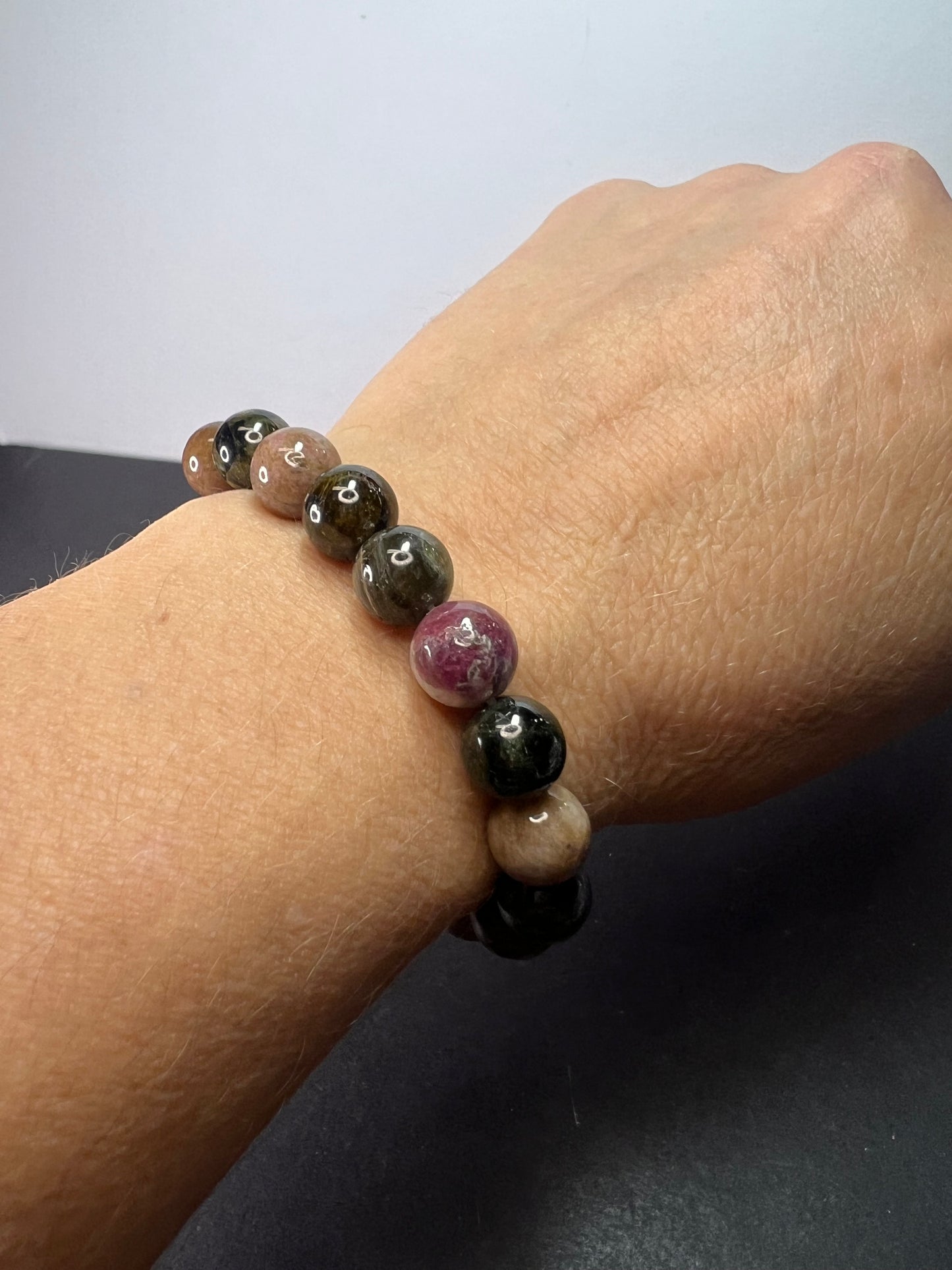 Multi tourmaline sterling silver bolo bracelet