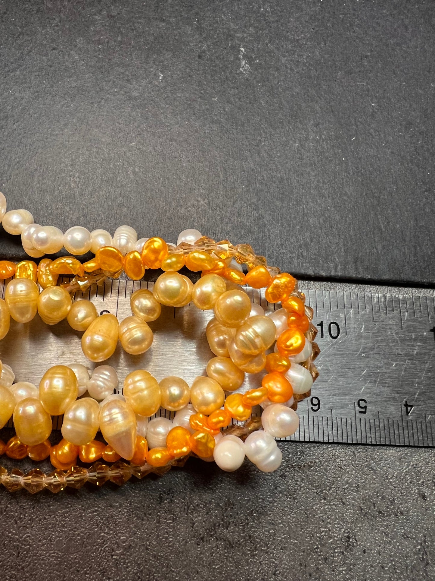 NEW yellow freshwater pearl multi strand necklace with sterling silver clasp