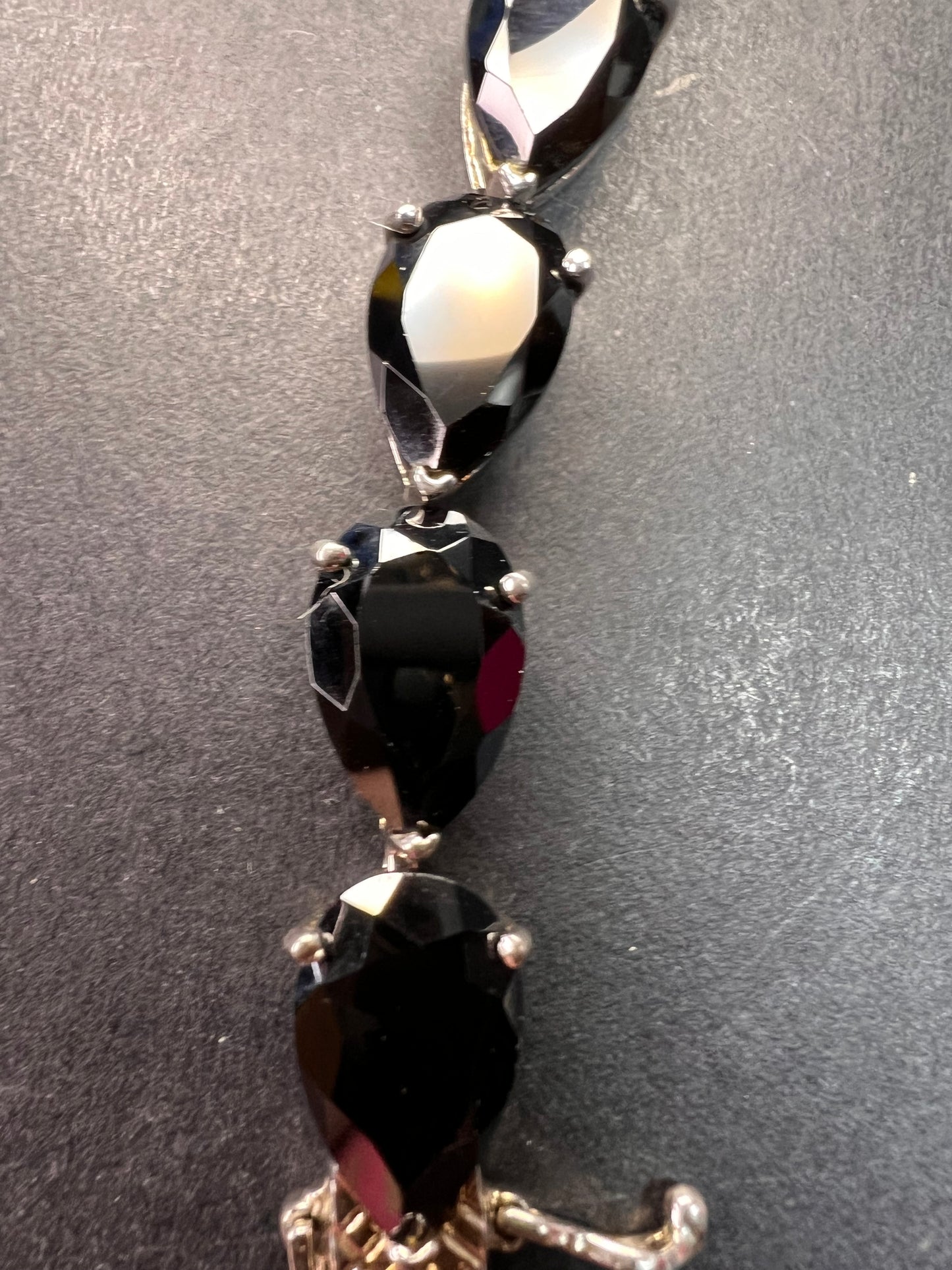 Chuck Clemency Black spinel sterling silver tennis bracelet 7.5 inches