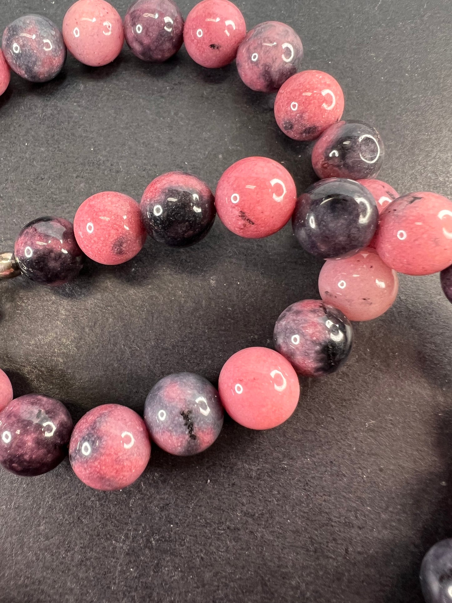 Rhodonite beaded necklace with sterling silver clasp *NEW*