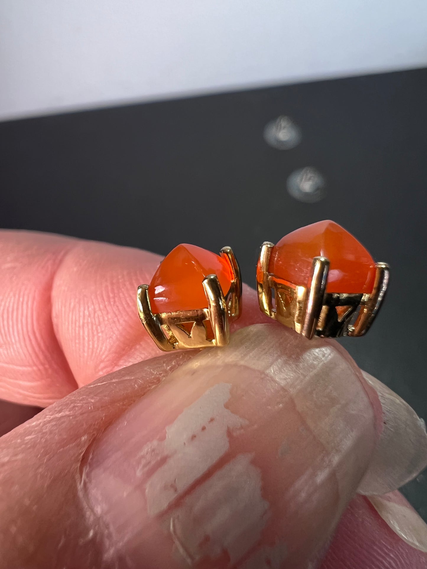 Jalisco fire opal vermeil stud earrings