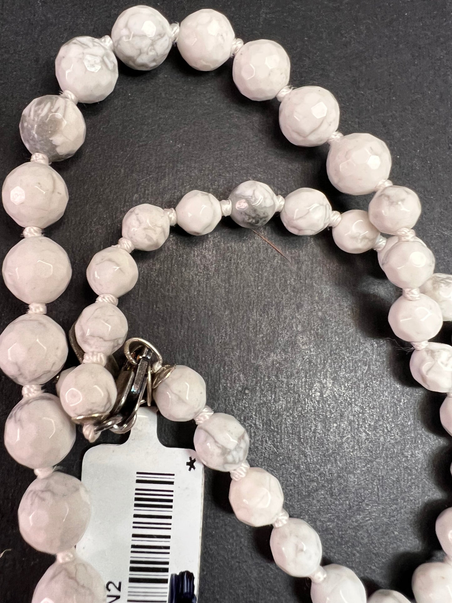 NEW howlite graduated knotted necklace with sterling silver clasp
