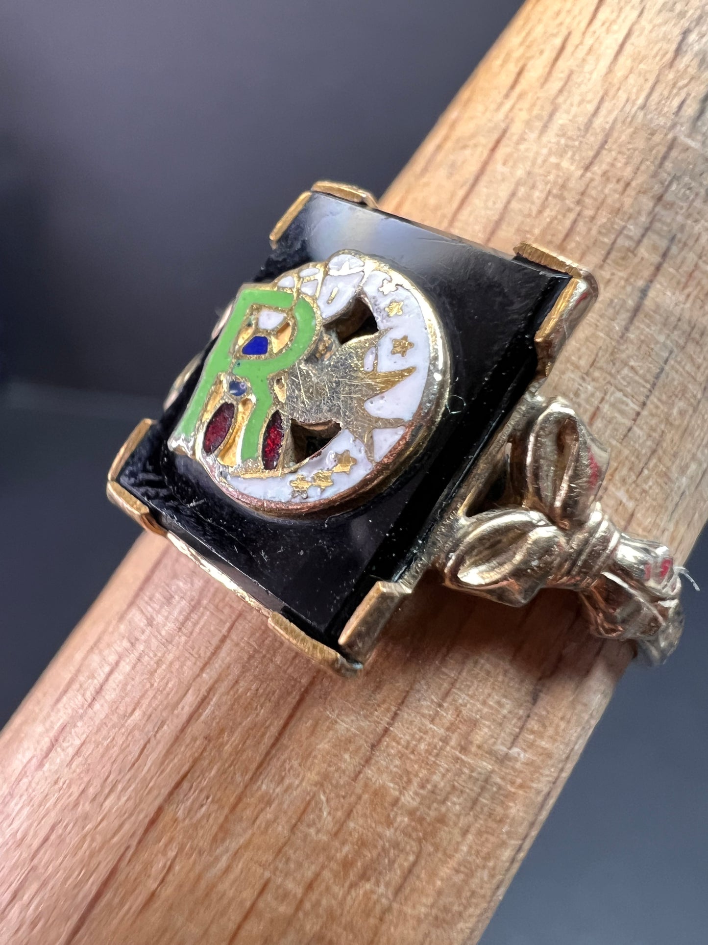 Vintage A&Z 10K Gold Filled Daughters of Rebekah Odd Fellows Enamel Ring – Size 9