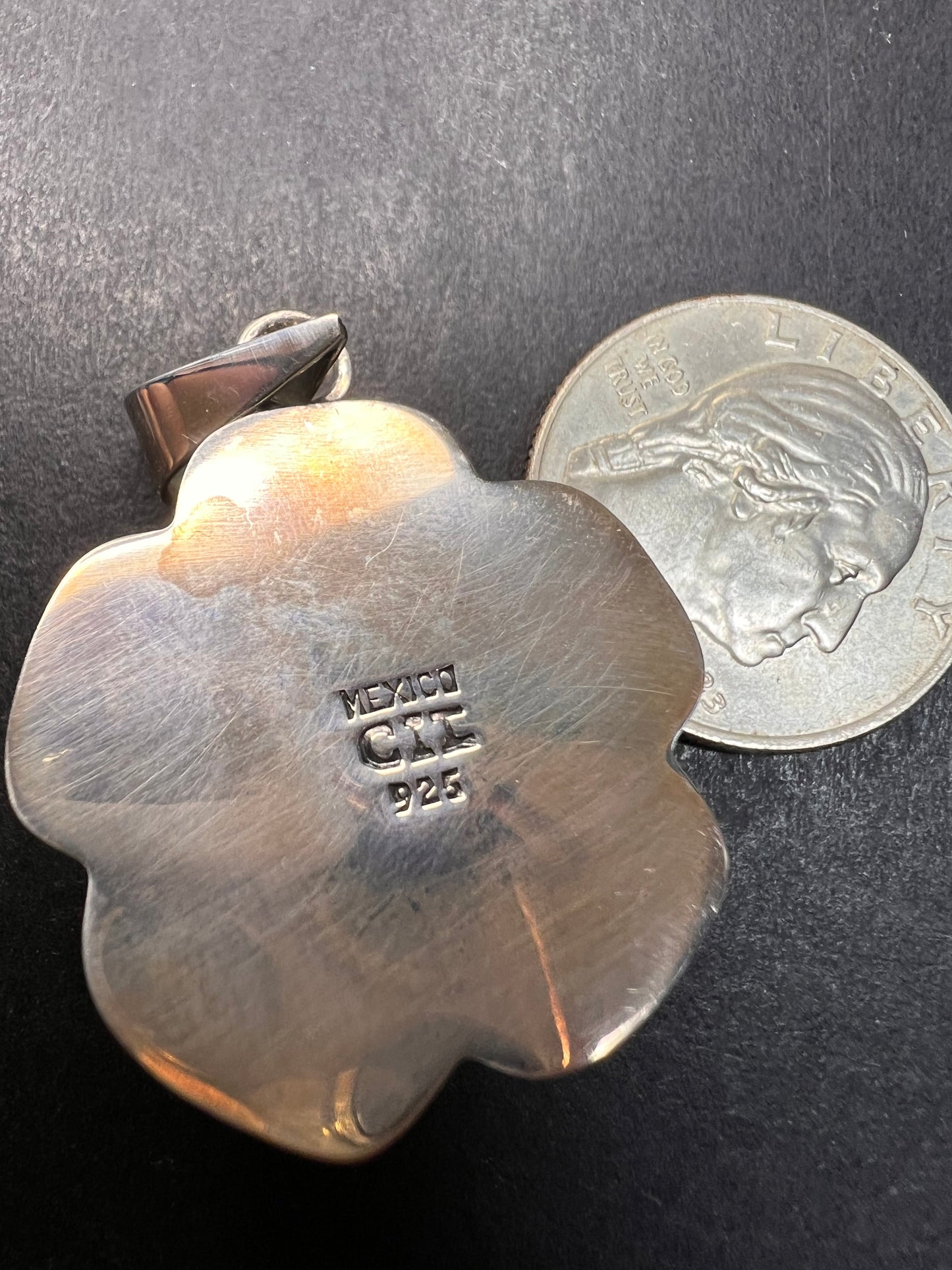 Vintage Taxco sterling silver floral pendant