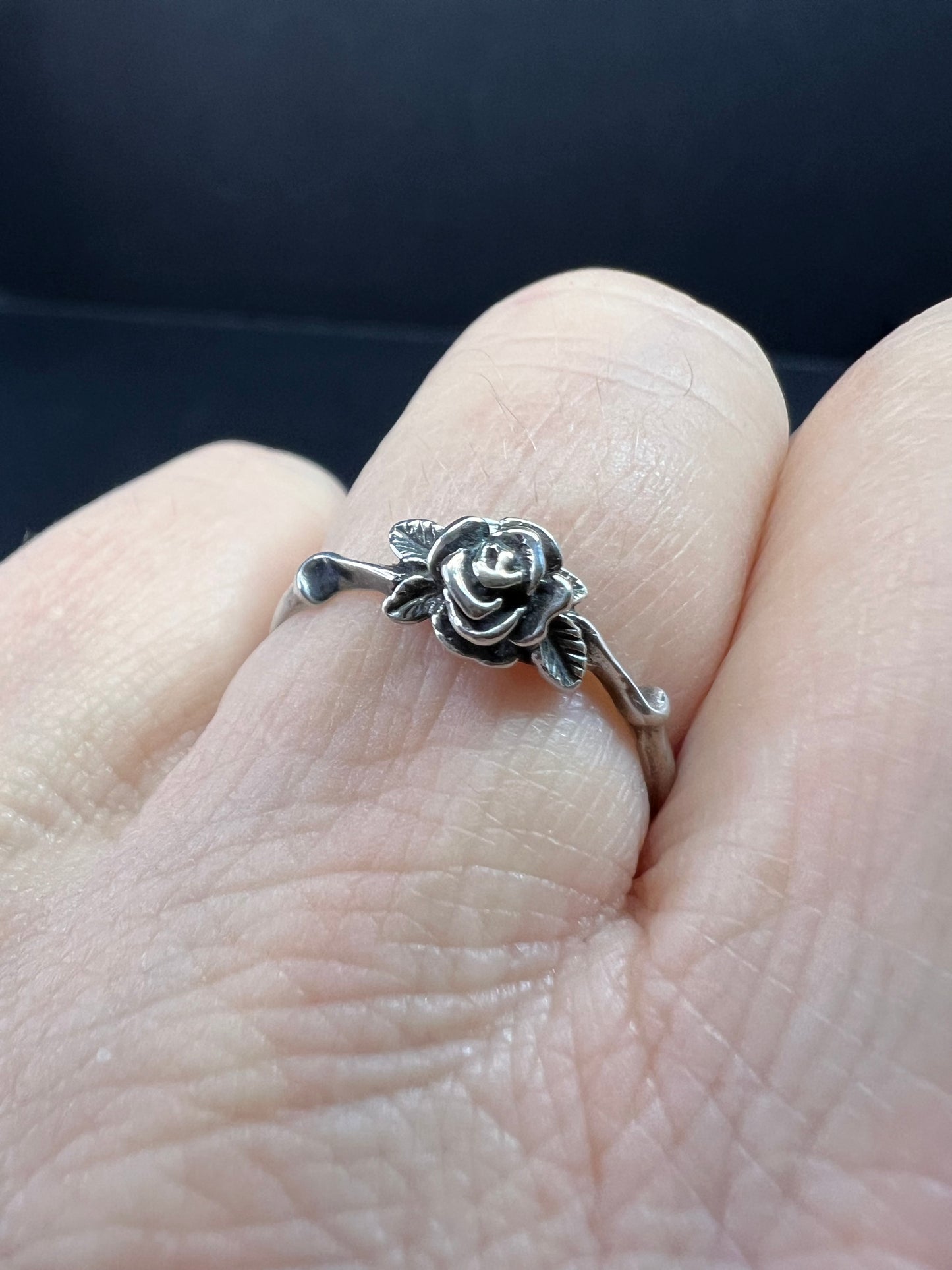 Vintage sterling silver rose ring size 7