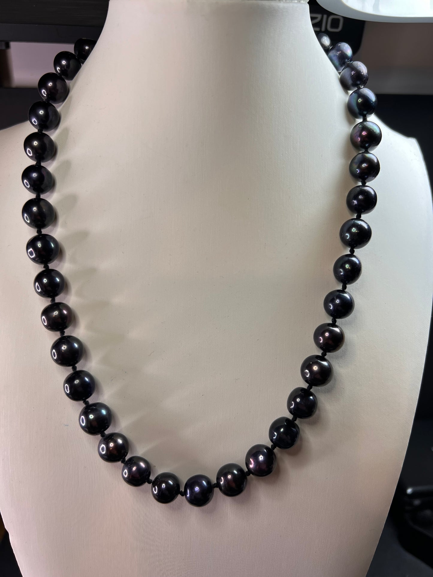 New Black Cultured Freshwater Pearl Necklace 11mm, 18–20”, 925 Silver