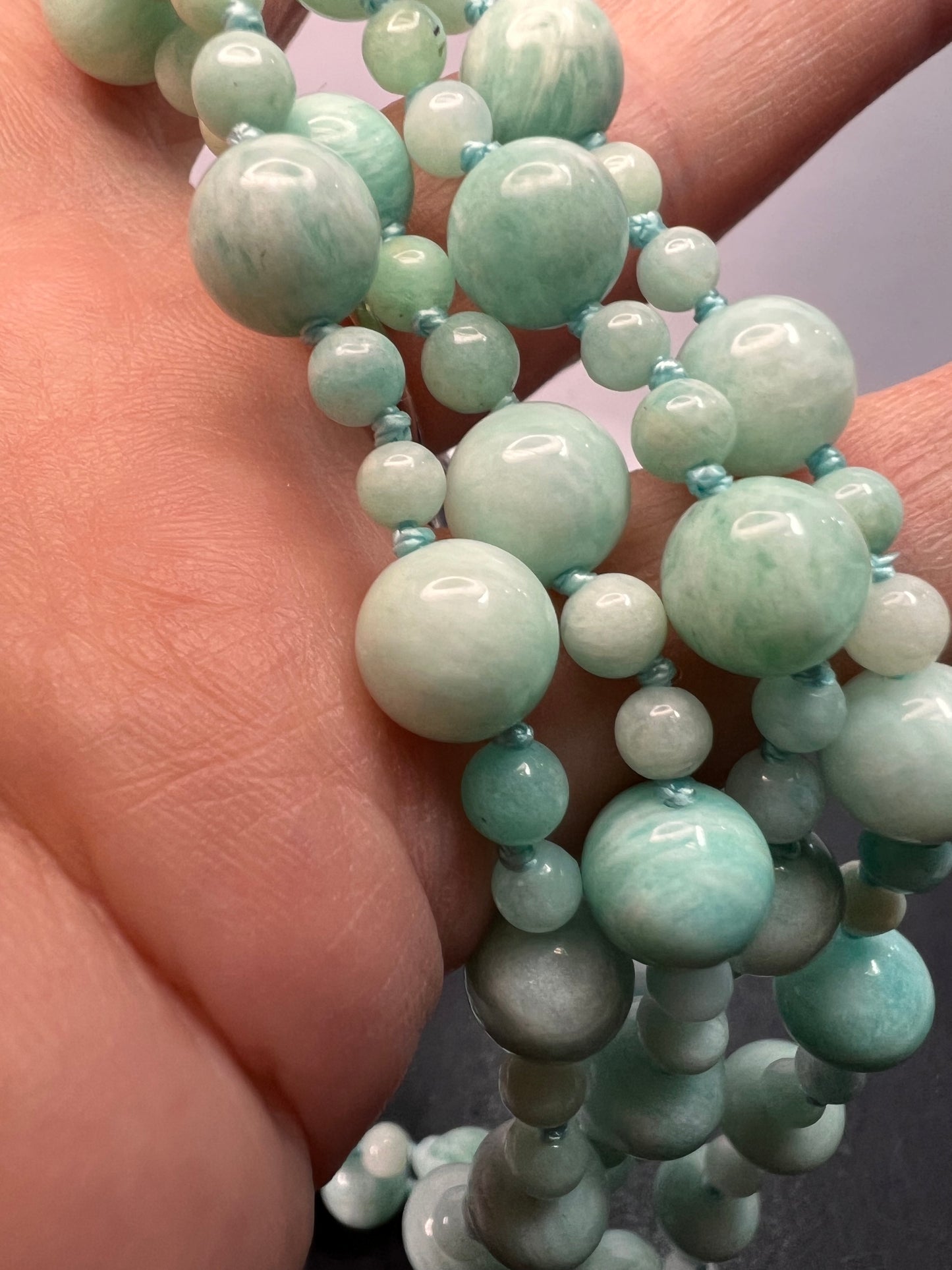 Amazonite knotted 36 inch endless necklace