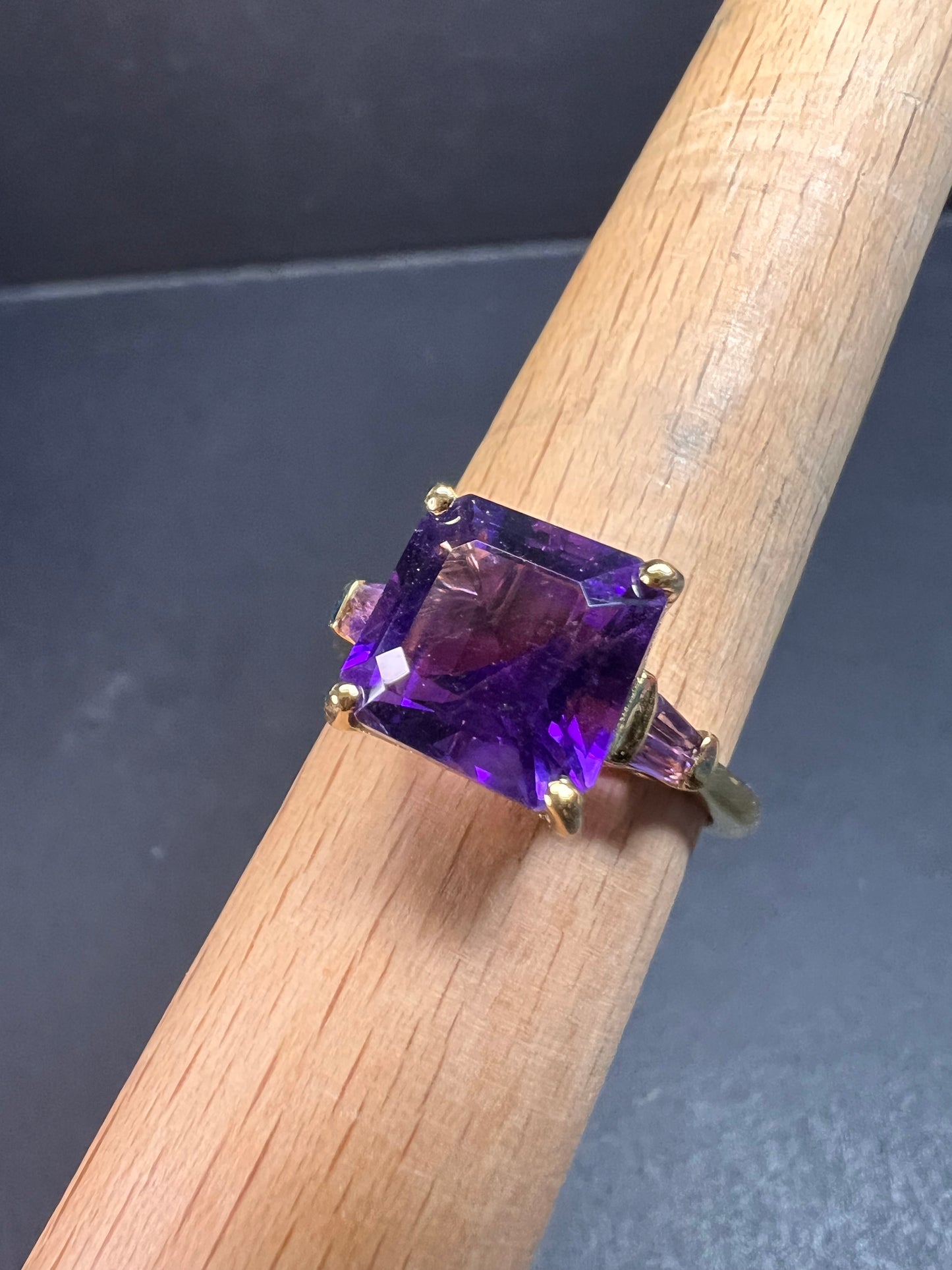 NEW African amethyst ring in vermeil yellow gold size 9