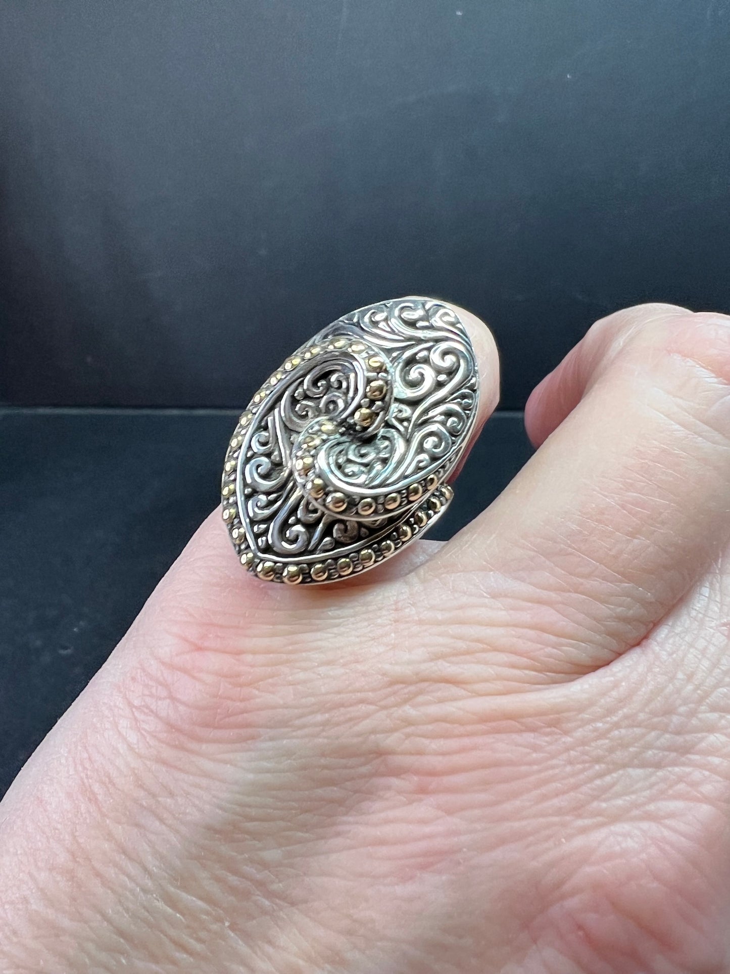 Samuel B Bali Sterling Silver Ring w 18K Gold Accents Size 6