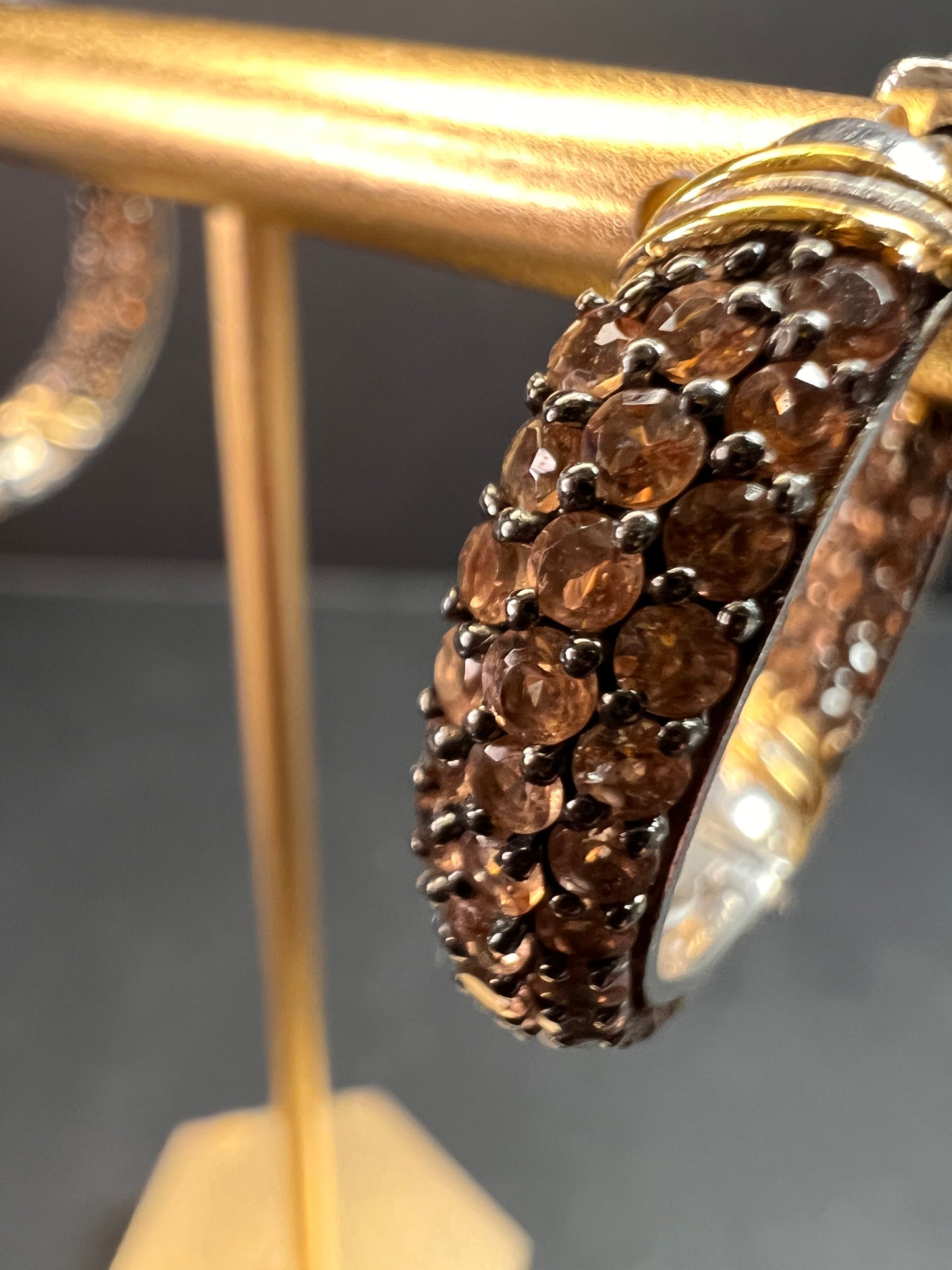 Andalusite inside out hoop earrings in gold and rhodium over sterling silver