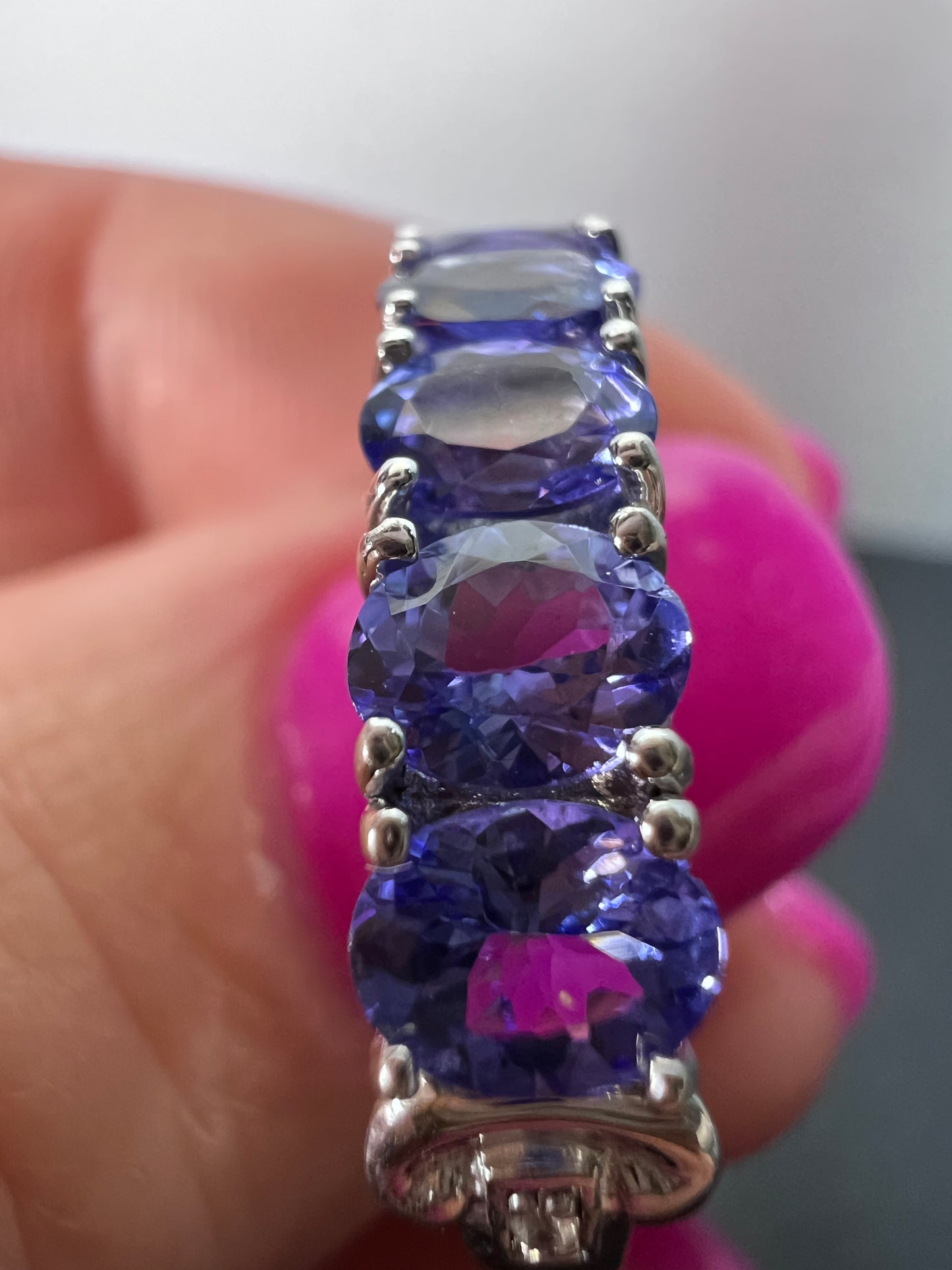 Blue Tanzanite Rhodium Over Sterling Silver 5-stone Band Ring 1.87ctw size 9