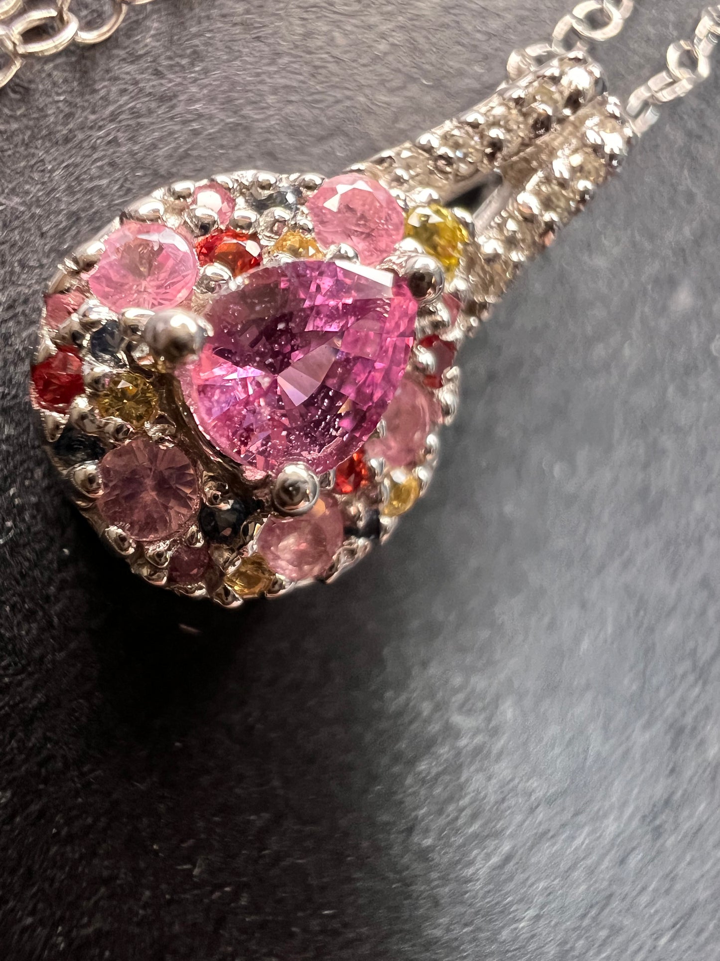 NEW purple multi sapphire sterling silver pendant and chain