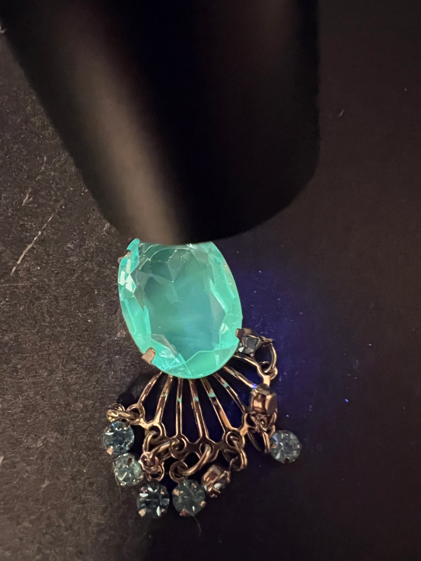 Vintage Park Lane Mid Century Blue Glass Chandelier Necklace 21”